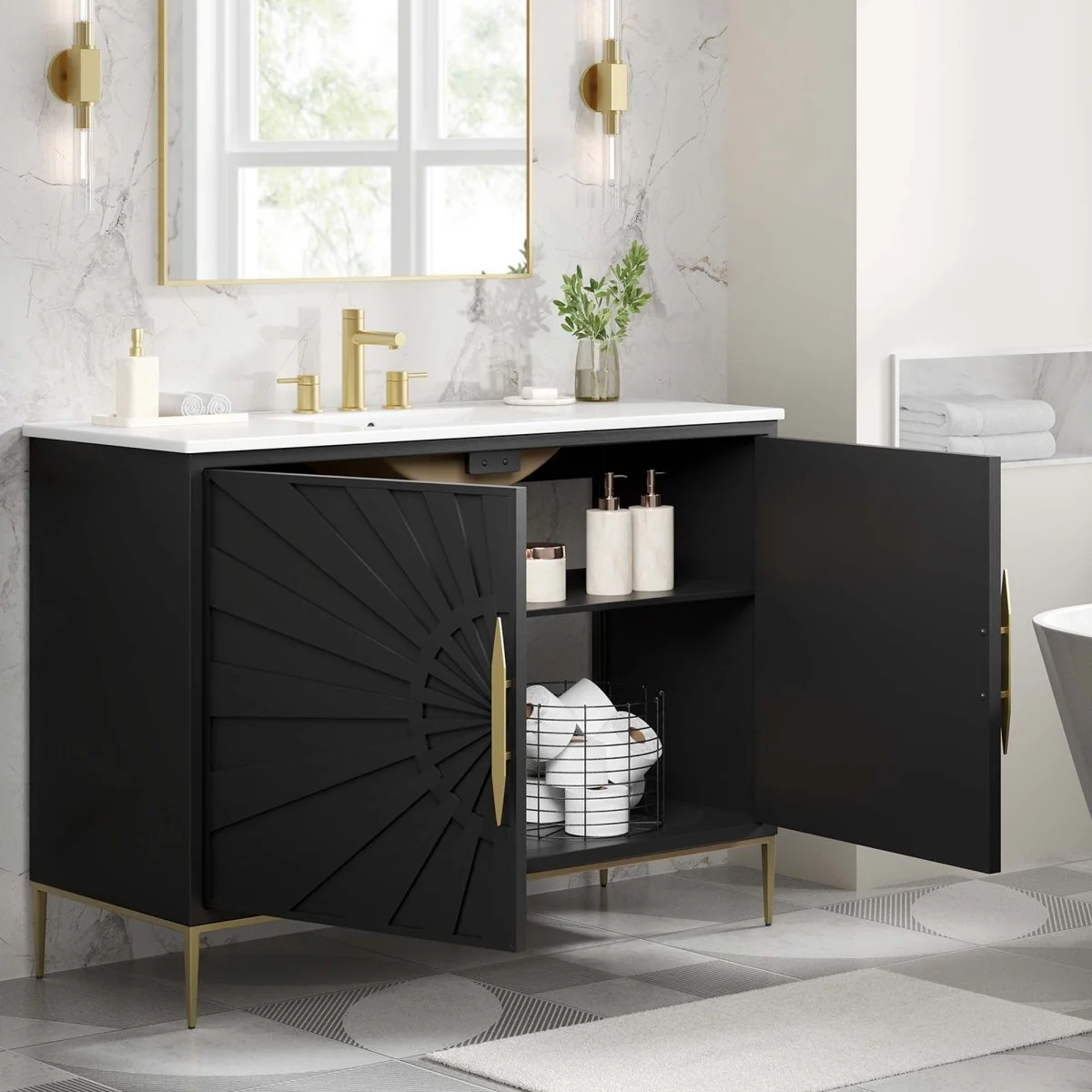 Bathroom Vanity with Ceramic Sink Top – Modern Vanity Unit for Bathroom - Image 92