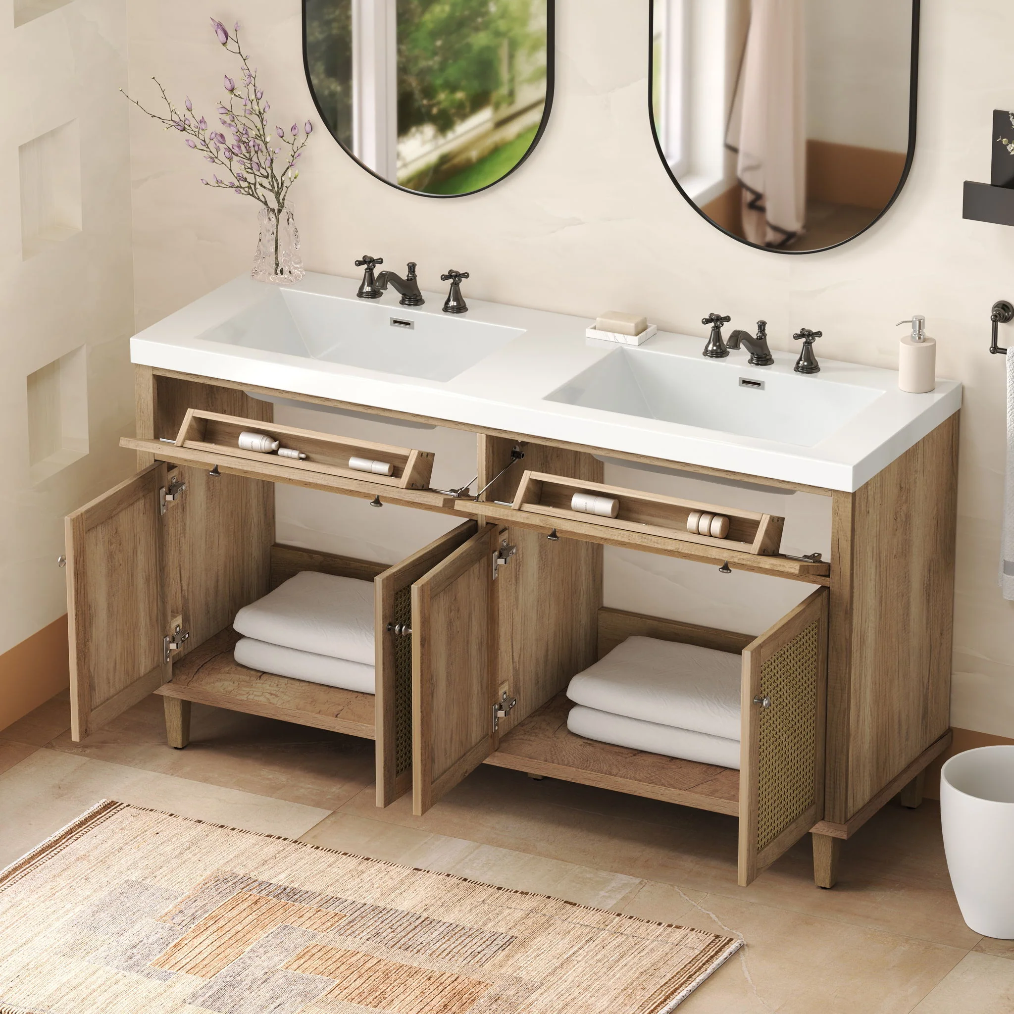 Bathroom Vanity With Double Sink, Large Storage Space - Image 5