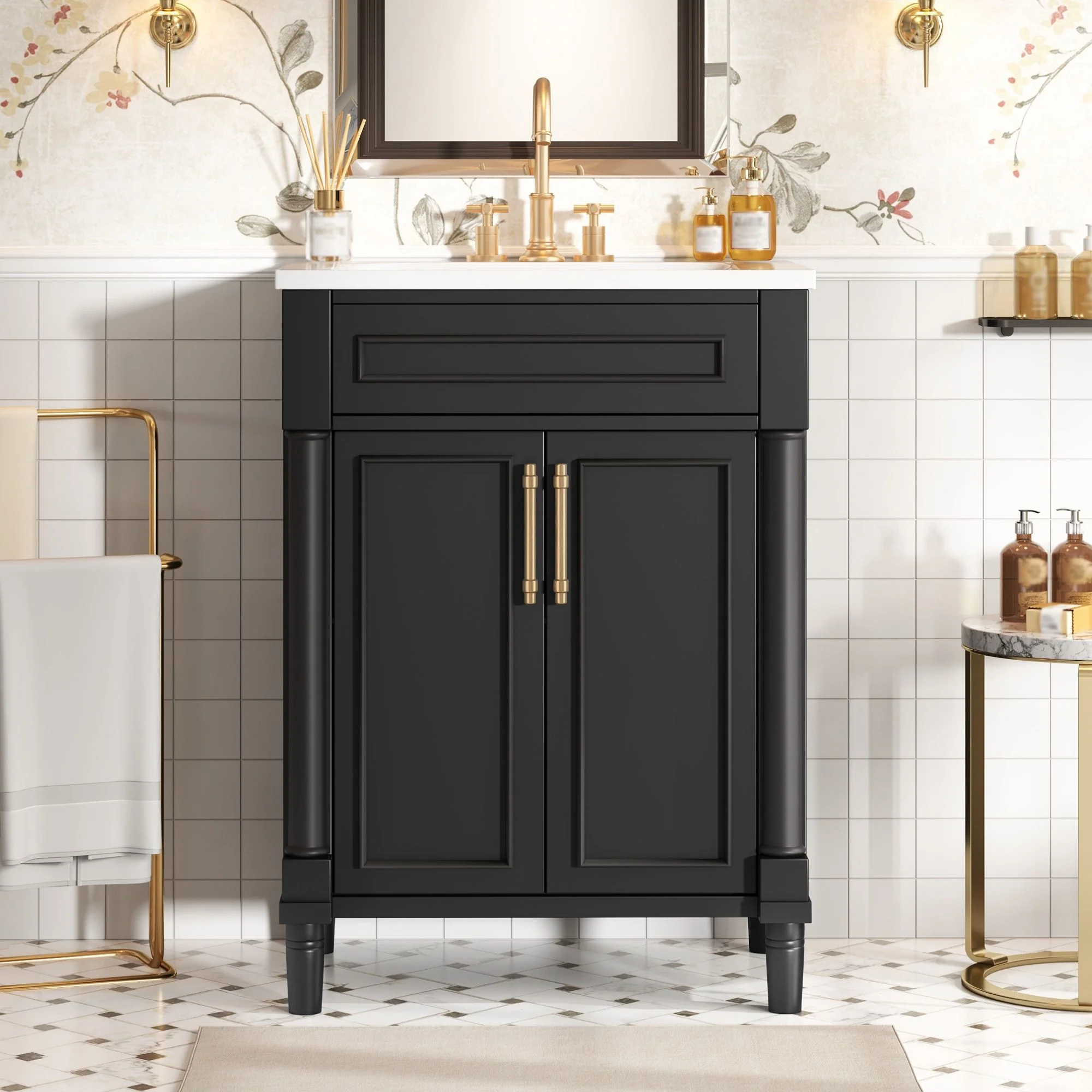 Bathroom Vanity With Integrated Sink, 2 Door Cabinet, Single Sink For Small To Medium Bathrooms - Image 11