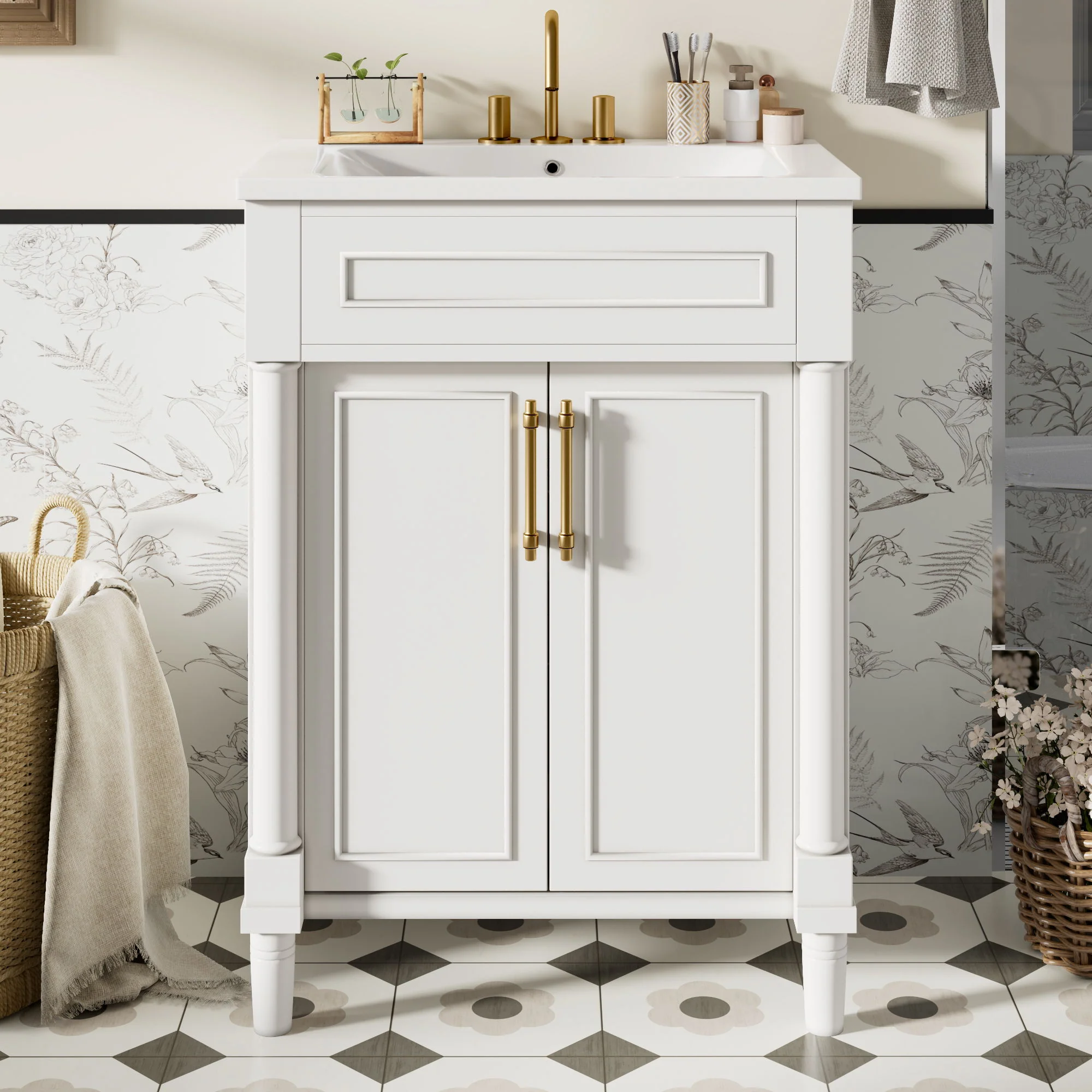 Bathroom Vanity With Integrated Sink, 2 Door Cabinet, Single Sink For Small To Medium Bathrooms - Image 22