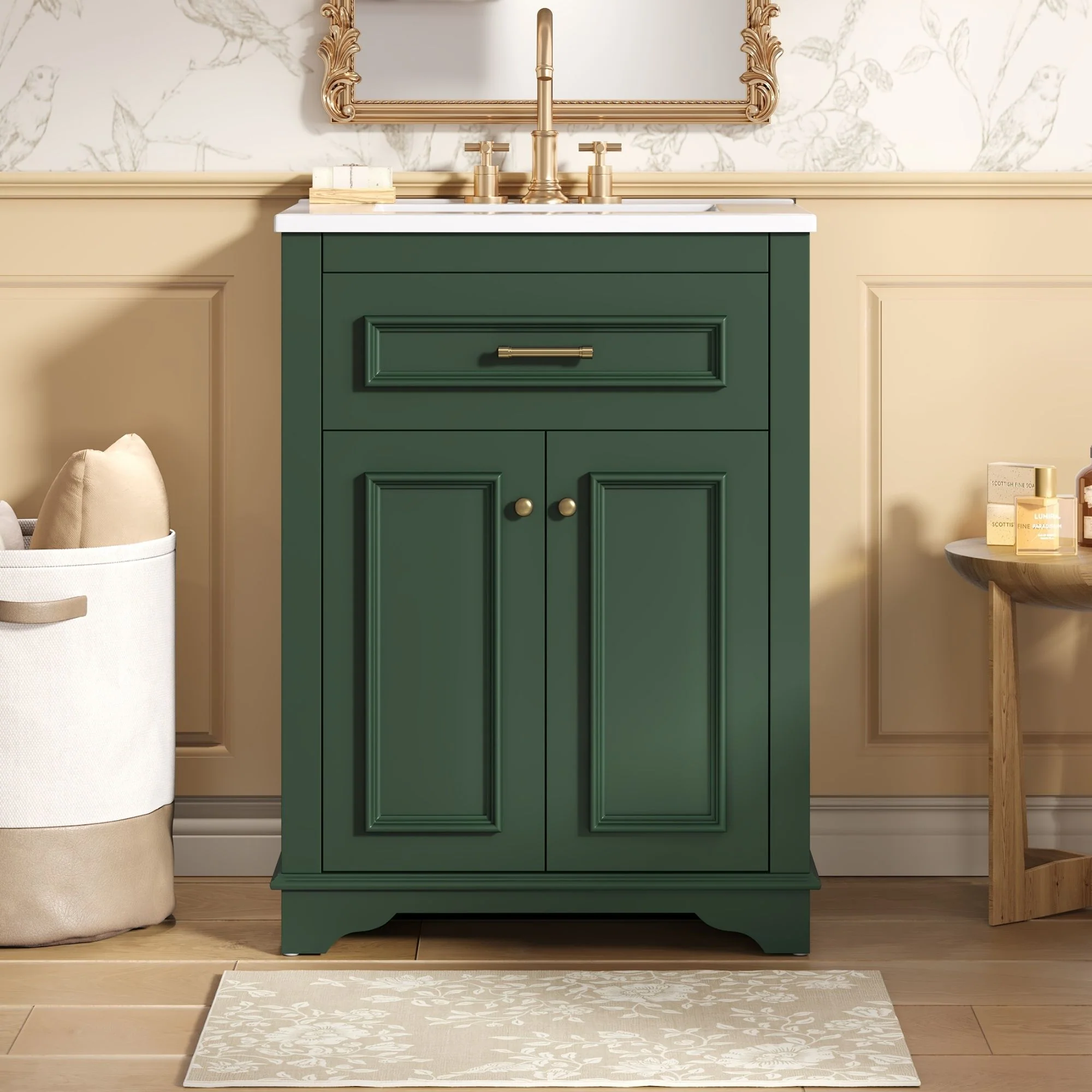 Bathroom Vanity With Integrated Sink, 2 Door Cabinet With Tip Out Drawer, Rectangular Design - Image 11