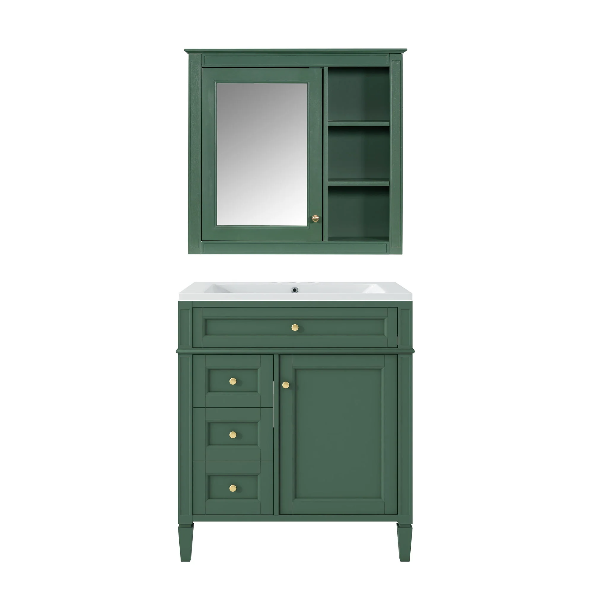 Bathroom Vanity With Medicine Cabinet, Royal Mirror Cabinet, Modern Bathroom Storage Cabinet With 2 Soft Closing Doors And 4 Drawers - Image 5