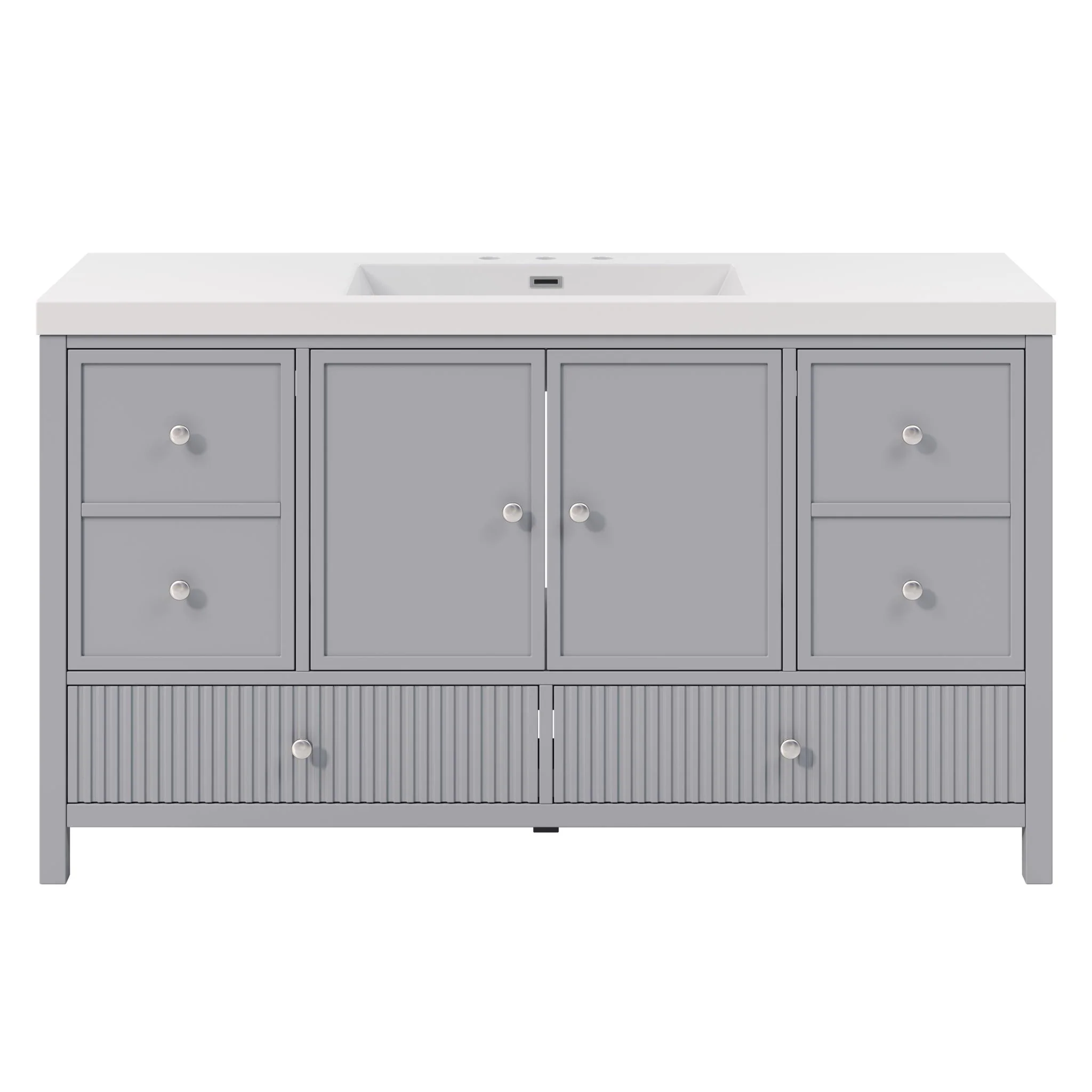 Bathroom Vanity With Separate Sink, Soft Close Doors And 4 Drawers