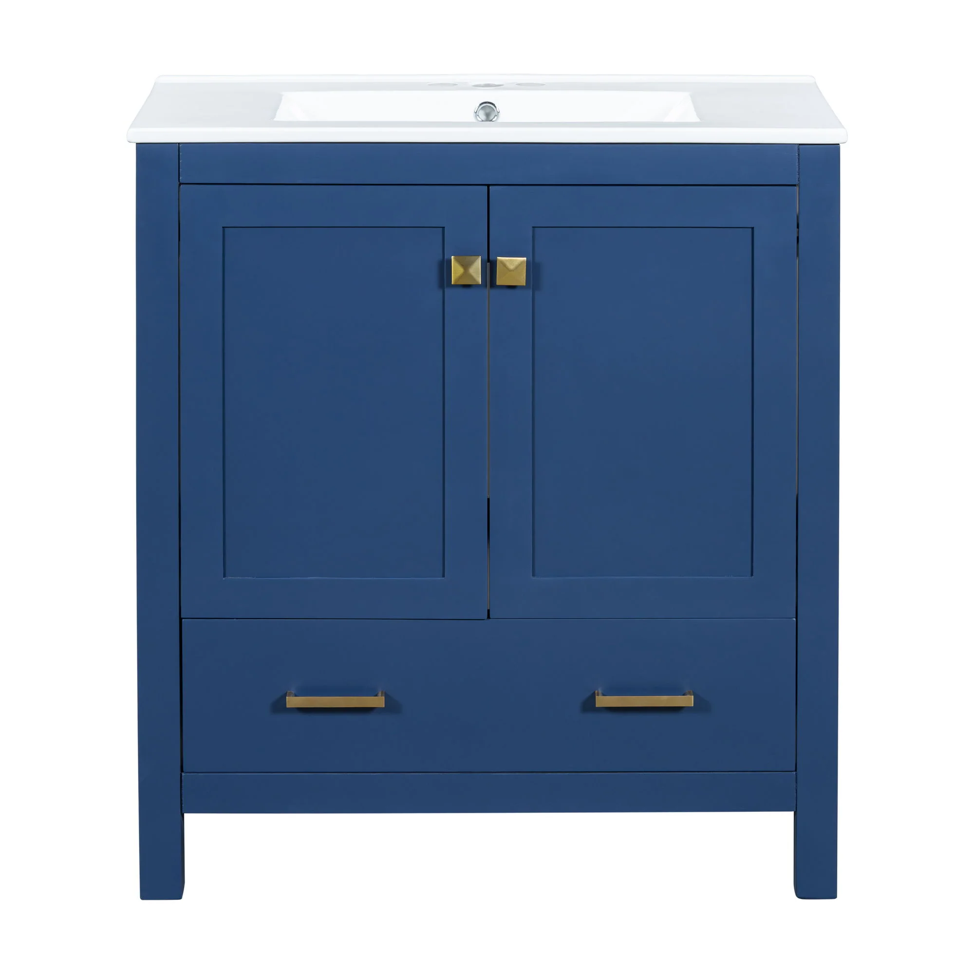 Bathroom Vanity With Single Sink, Combo Cabinet Undermount Sink, Bathroom Storage Cabinet With Two Doors And A Drawer, Soft Closing, Multifunctional Storage, Solid Wood Frame - Image 3
