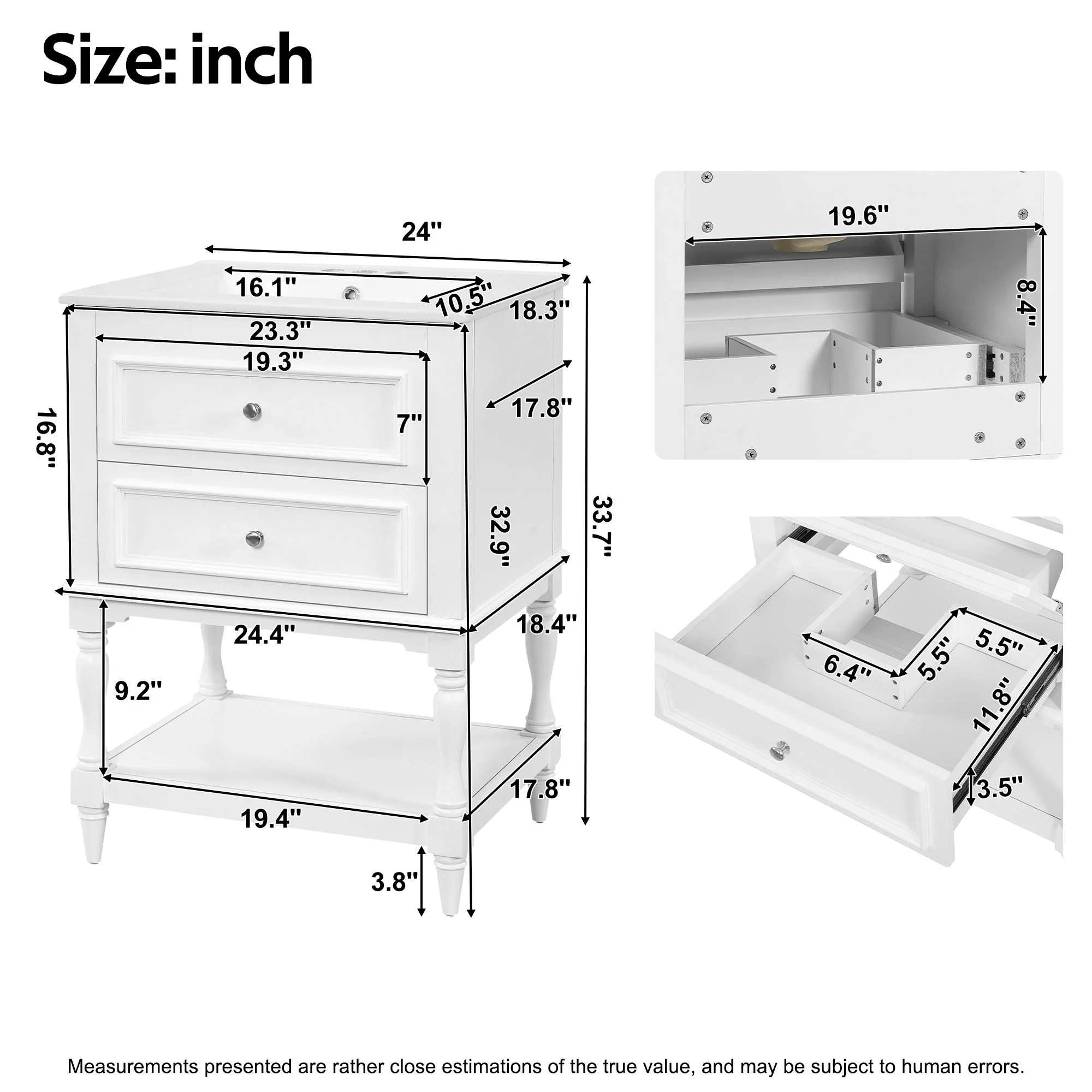 Bathroom Vanity With Sink, 2 Drawers Storage Cabinet, Open Shelf - Image 13