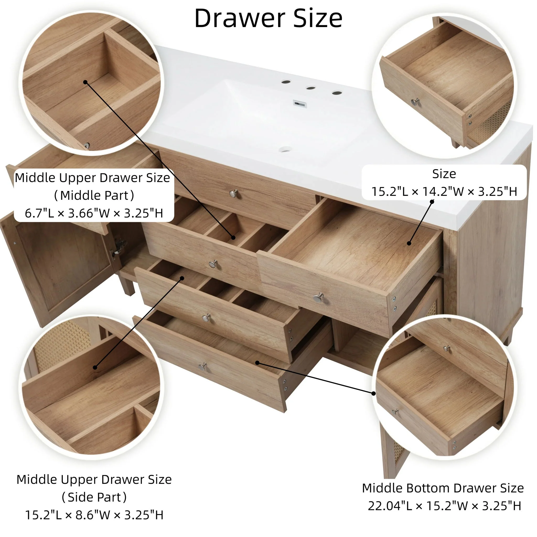 Bathroom Vanity With Sink, 5 Legs, Soft Close Drawers - Image 11