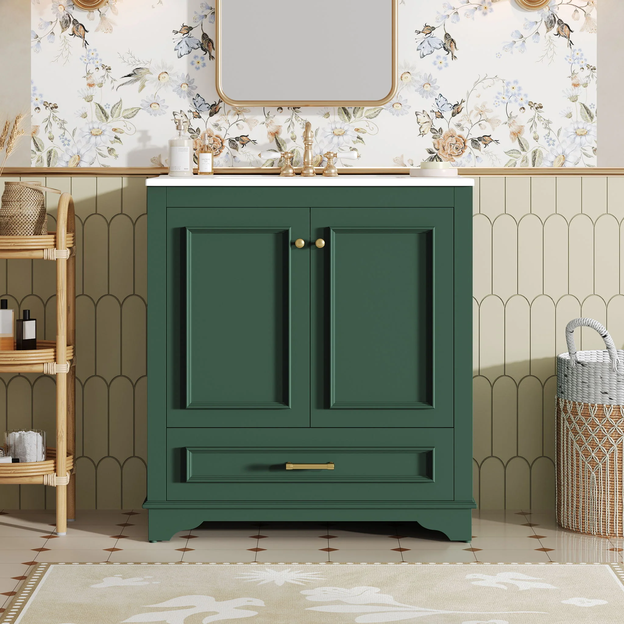 Bathroom Vanity With Sink, Cabinet & 2 Soft Closing Doors & Adjustable Shelf - Image 8