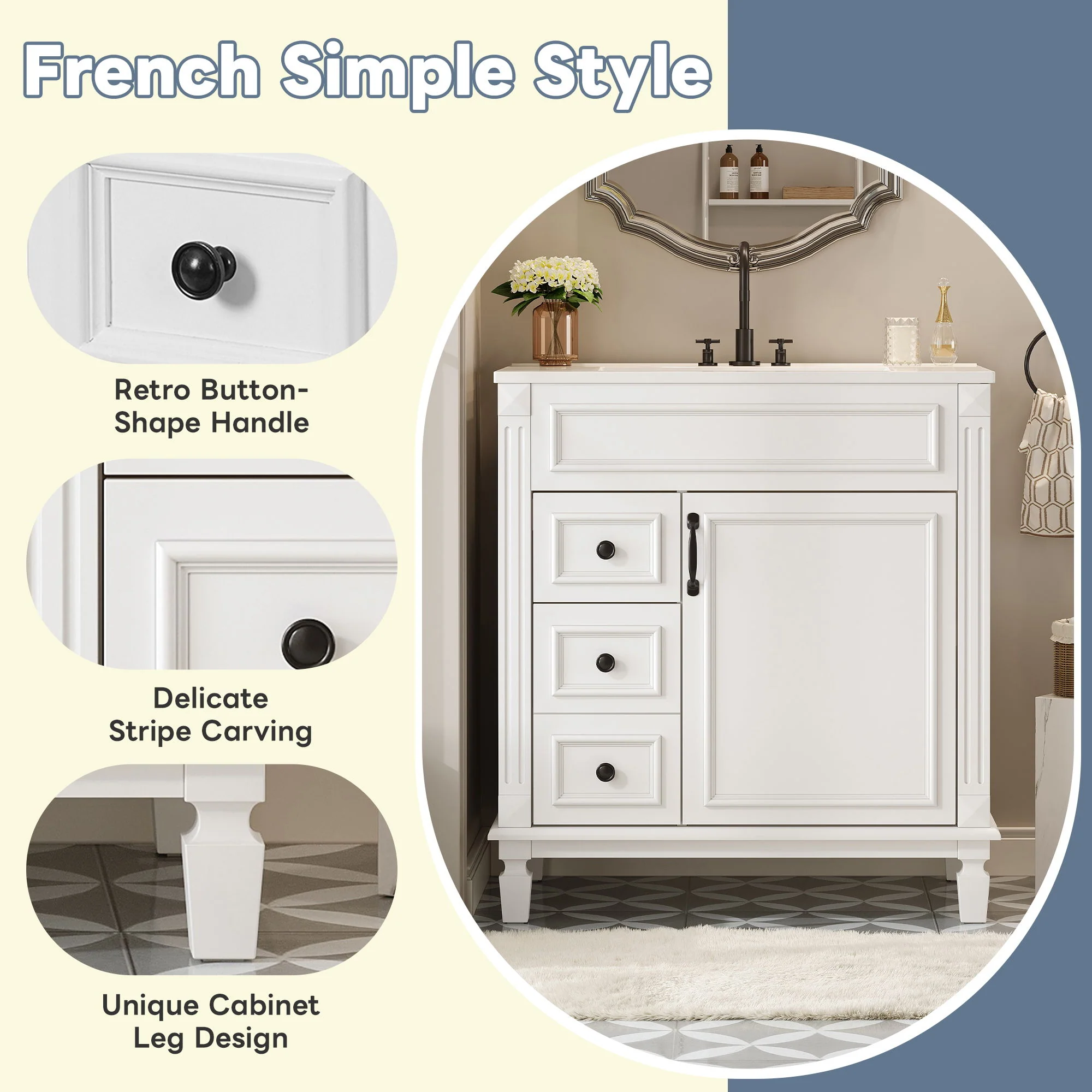 Bathroom Vanity With Sink, Cabinet With 2 Drawers And Adjustable Shelf - Image 31