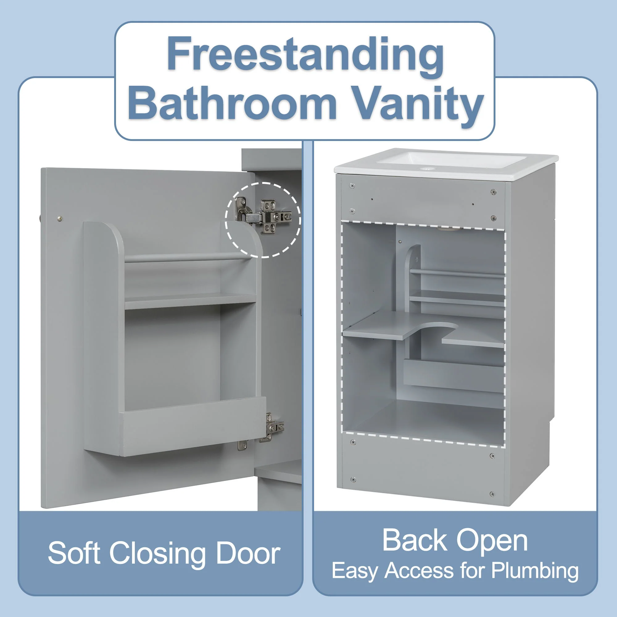 Bathroom Vanity With Sink, Cabinet With Adjustable Shelf - Image 20