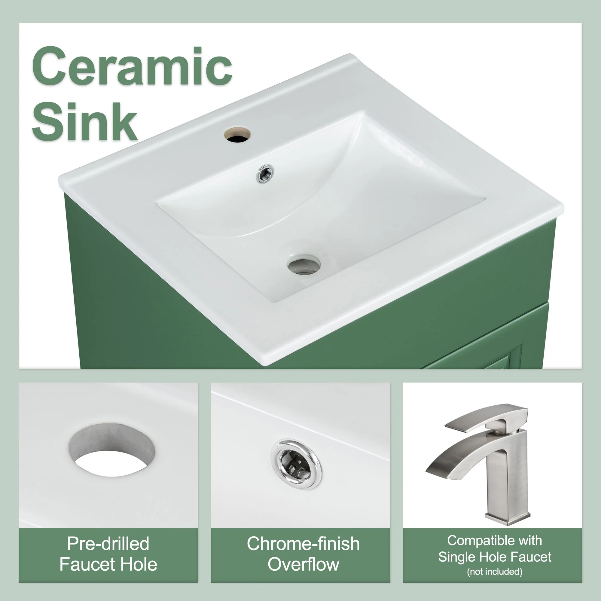 Bathroom Vanity With Sink, Cabinet With Adjustable Shelf - Image 36