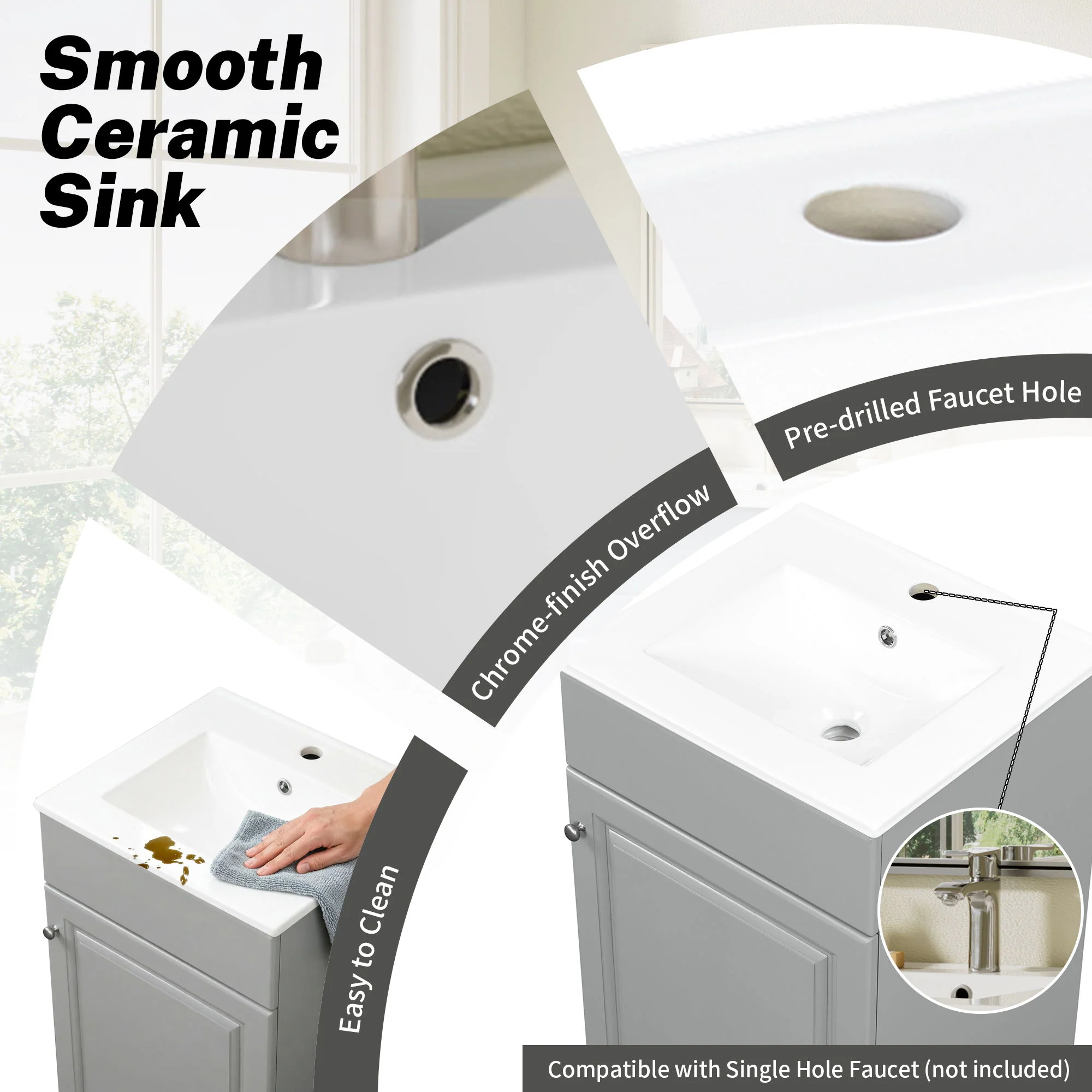 Bathroom Vanity With Sink, Cabinet With Adjustable Shelf - Image 54