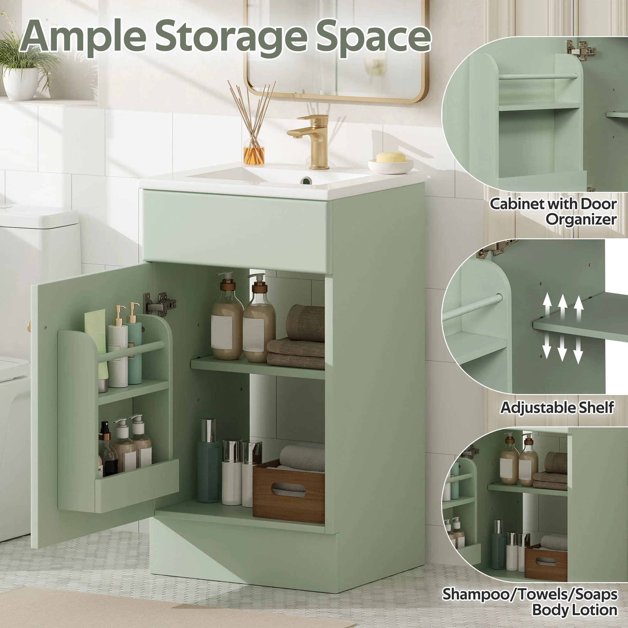 Bathroom Vanity With Sink, Cabinet With Adjustable Shelf - Image 58
