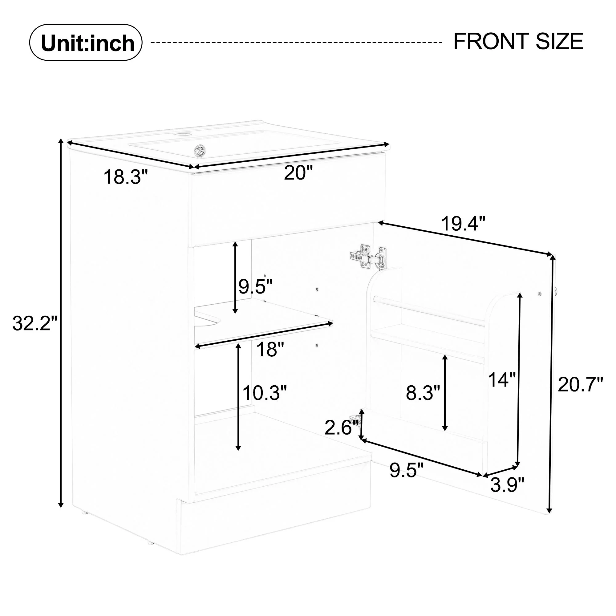 Bathroom Vanity With Sink, Cabinet With Adjustable Shelf - Image 63