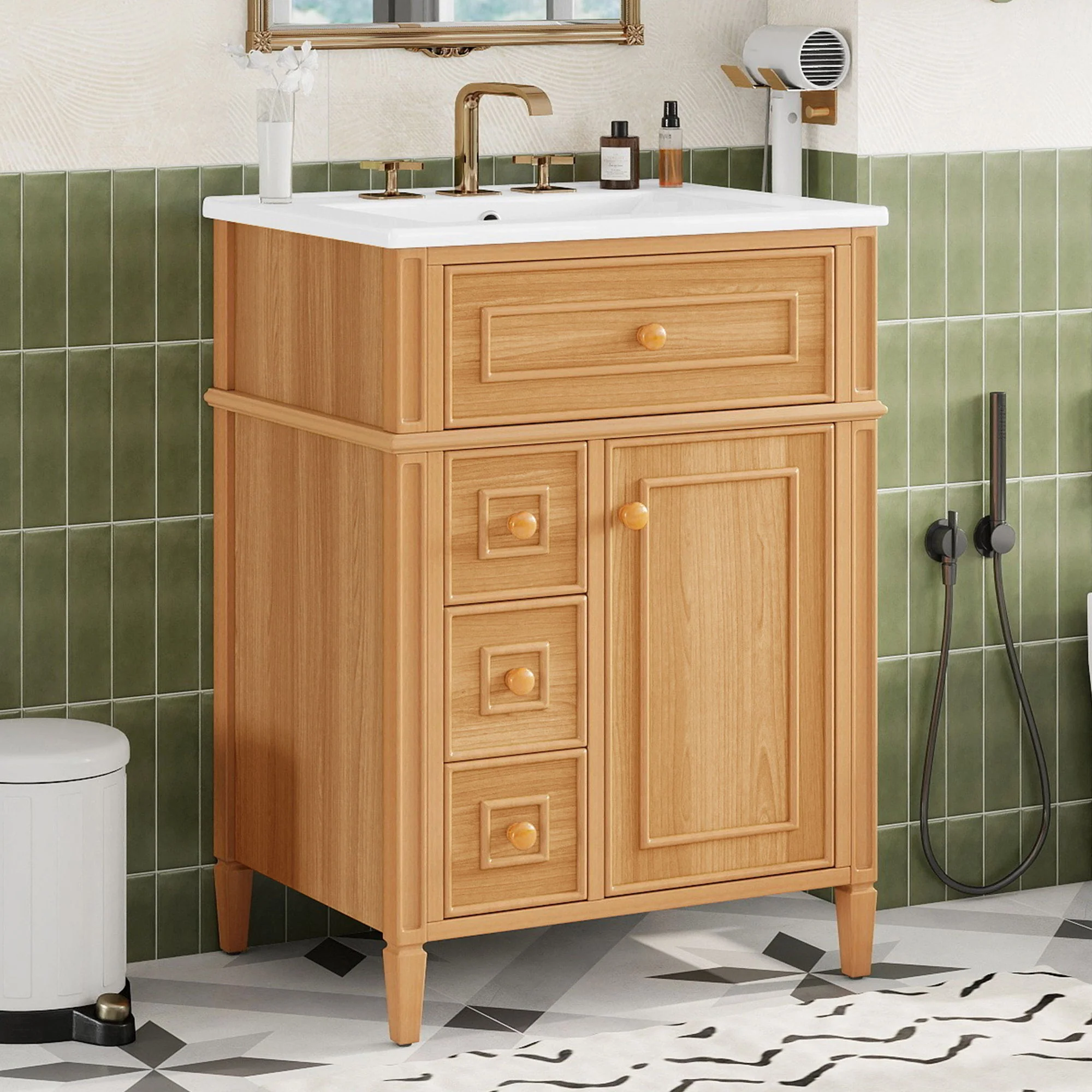 Bathroom Vanity With Sink, Cabinet With Flip Out Drawer, 2 Soft Close Drawers, 1 Soft Close Door - Wood - Image 3