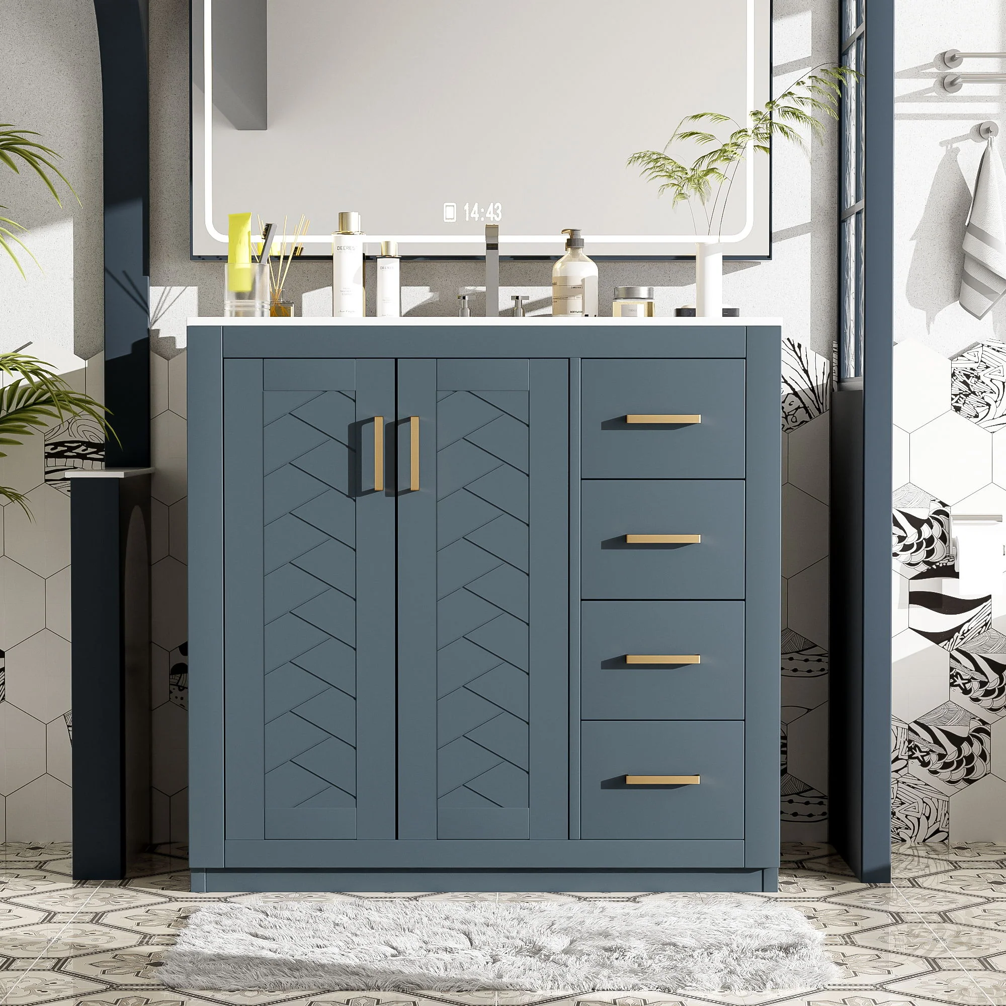 Bathroom Vanity With Sink Combo, Storage Cabinet, Freestanding Set With 3 Drawers & Soft Closing Doors - Image 39