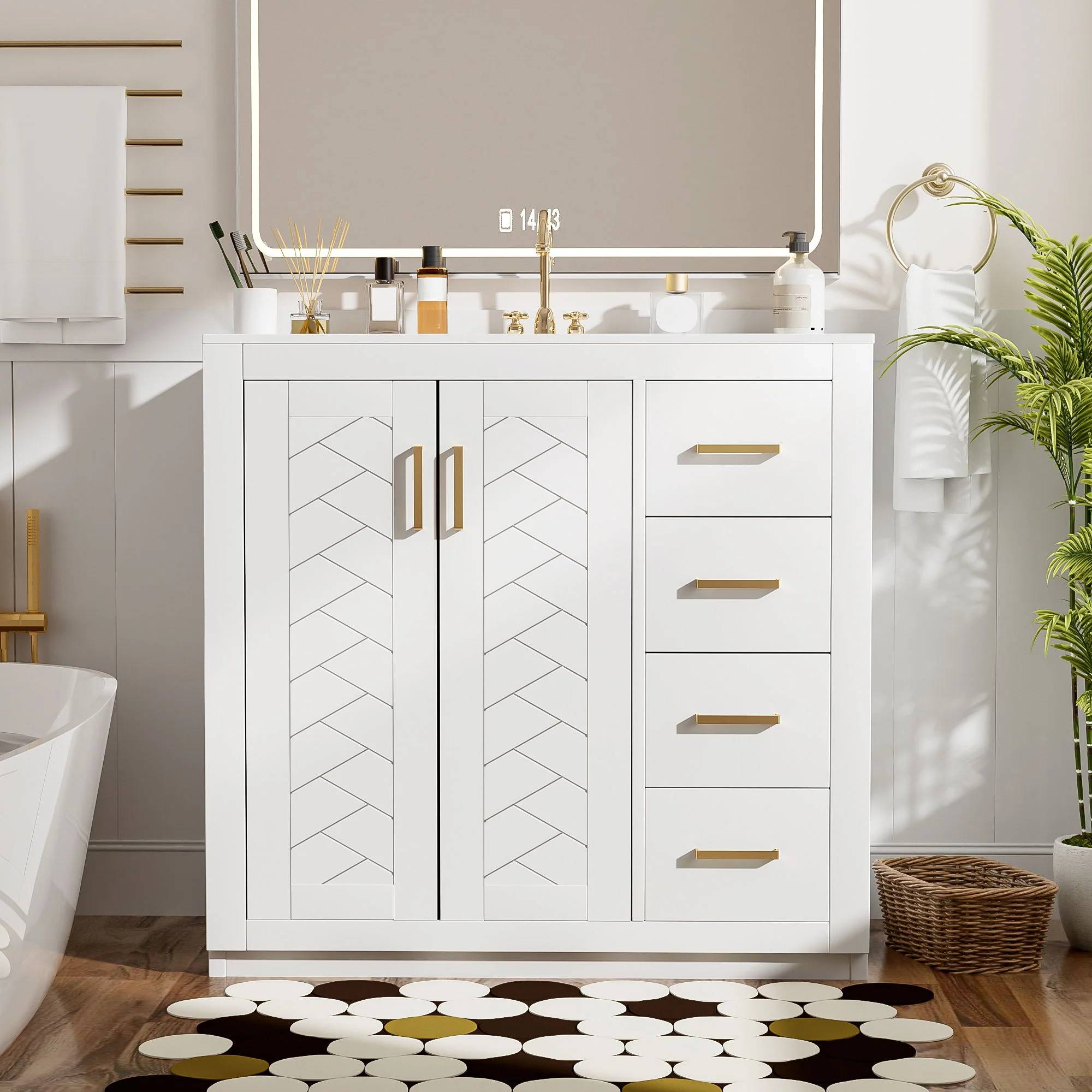 Bathroom Vanity With Sink Combo, Storage Cabinet, Freestanding Set With 3 Drawers & Soft Closing Doors - Image 59