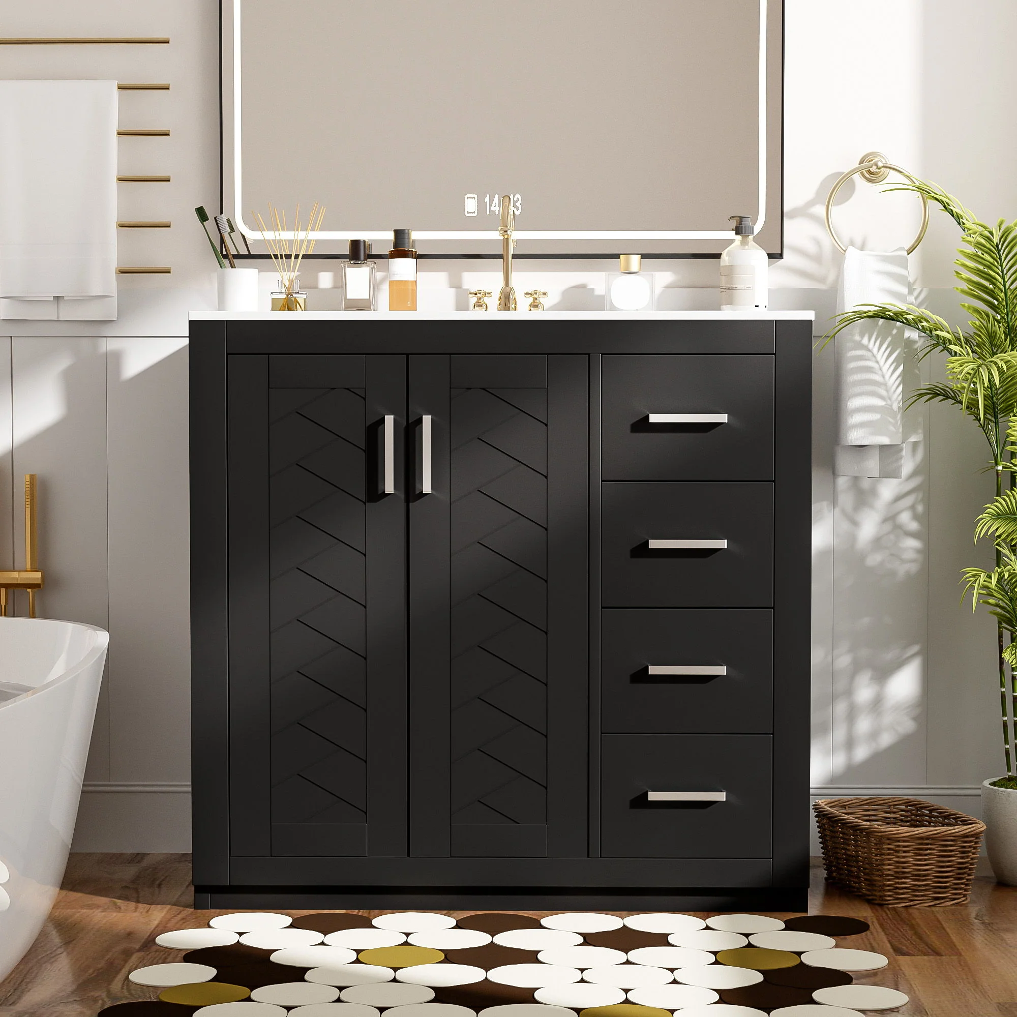 Bathroom Vanity With Sink Combo, Storage Cabinet, Freestanding Set With 3 Drawers & Soft Closing Doors - Image 64