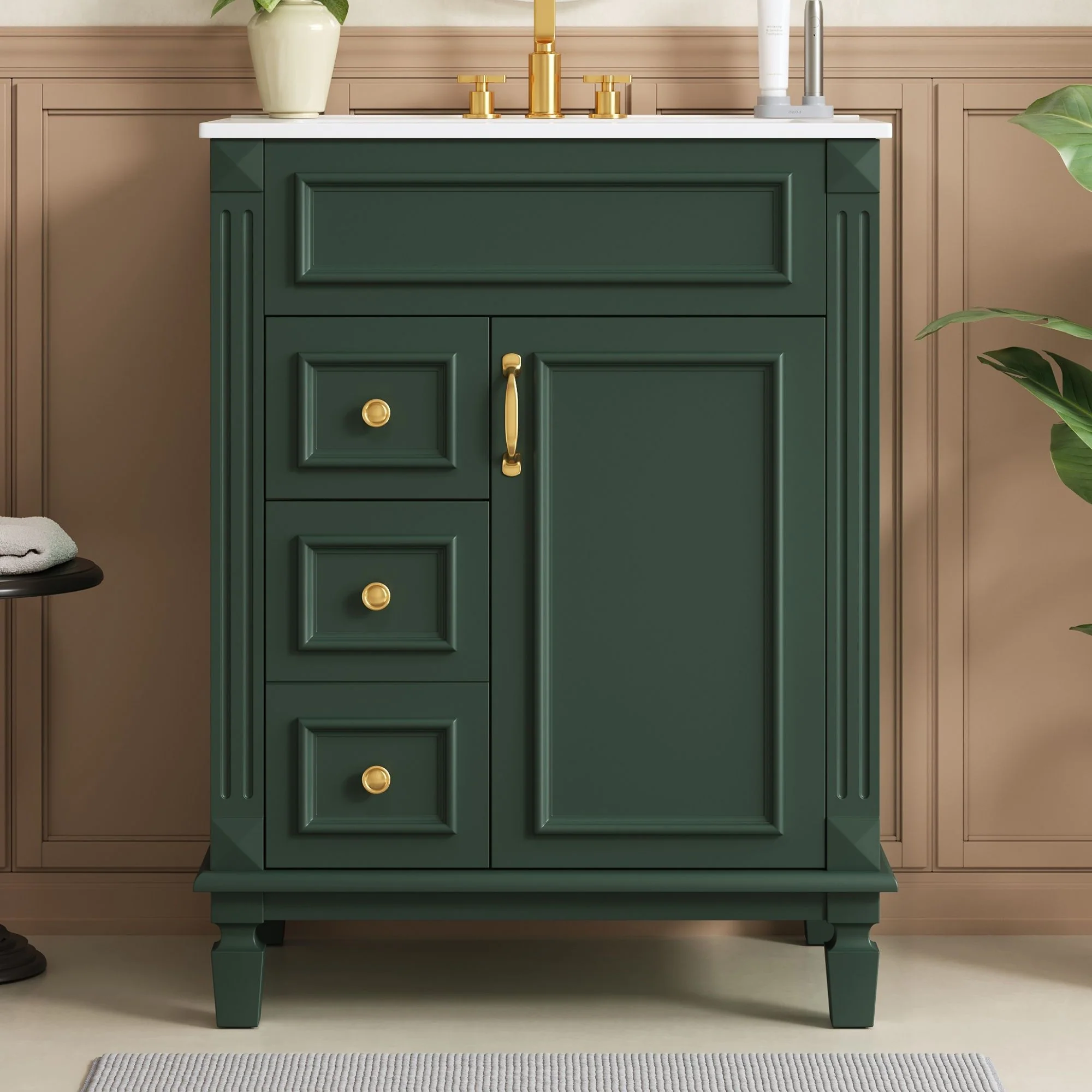 Bathroom Vanity With Sink, Compact Cabinet & 2 Drawers And Adjustable Shelf - Image 14