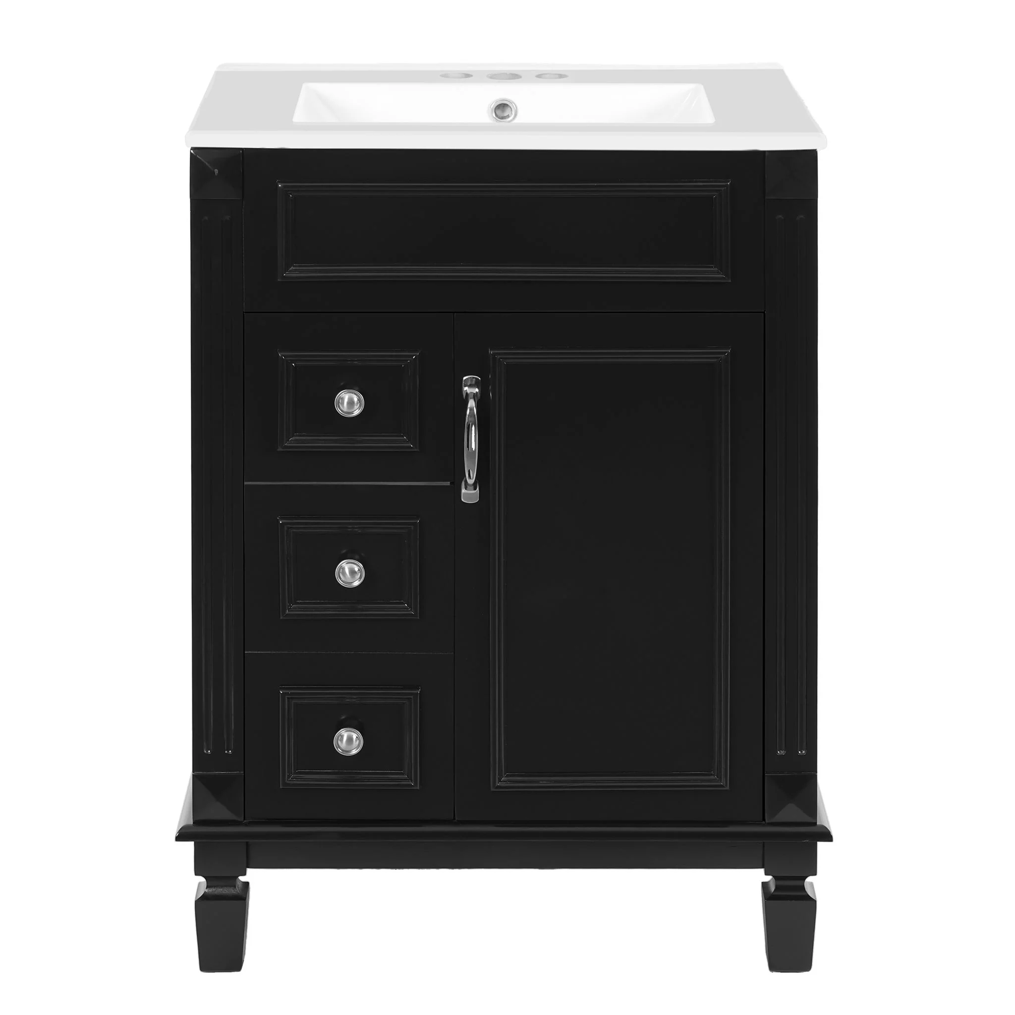 Bathroom Vanity With Sink, Compact Cabinet & 2 Drawers And Adjustable Shelf - Image 2