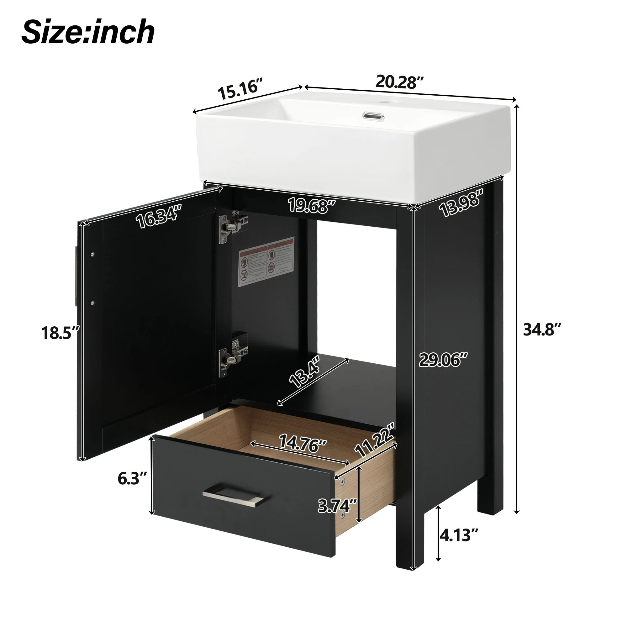 Bathroom Vanity With Sink, Frame And Drawer - Image 18