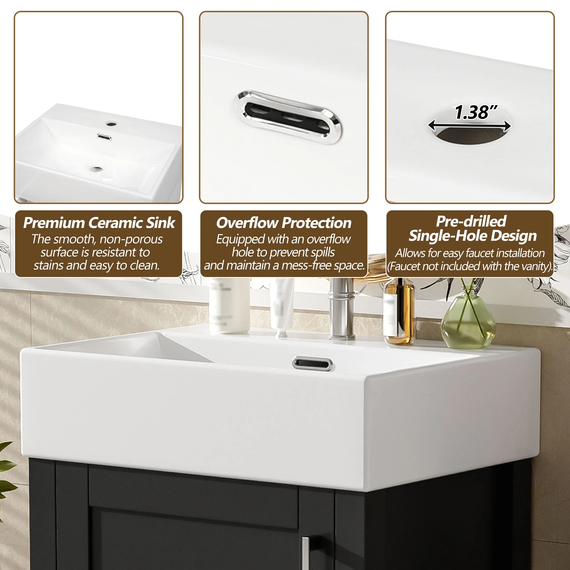 Bathroom Vanity With Sink, Frame And Drawer - Image 3
