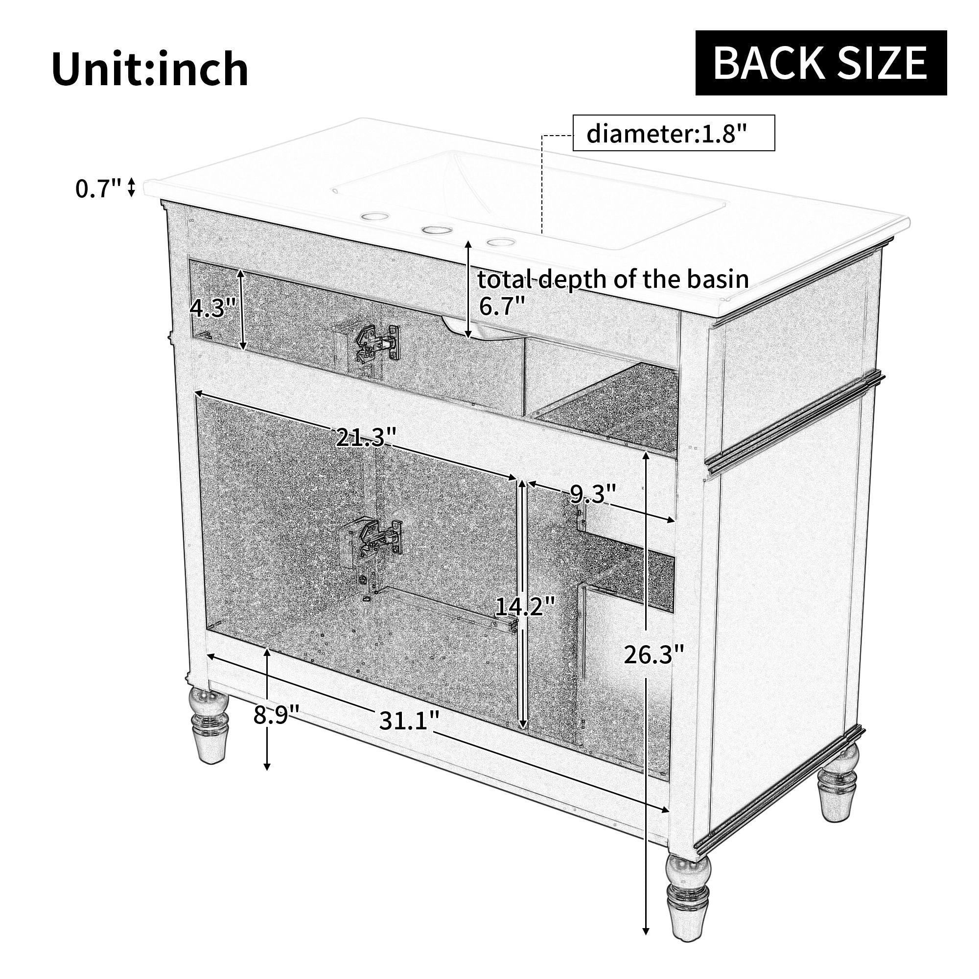 Bathroom Vanity With Sink, Freestanding Cabinet & Drawers - Image 11