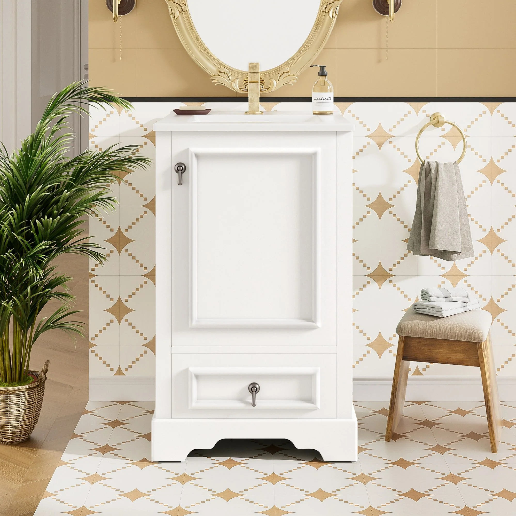 Bathroom Vanity With Sink, Soft Close Door, Adjustable U-Shaped Shelf - Image 25