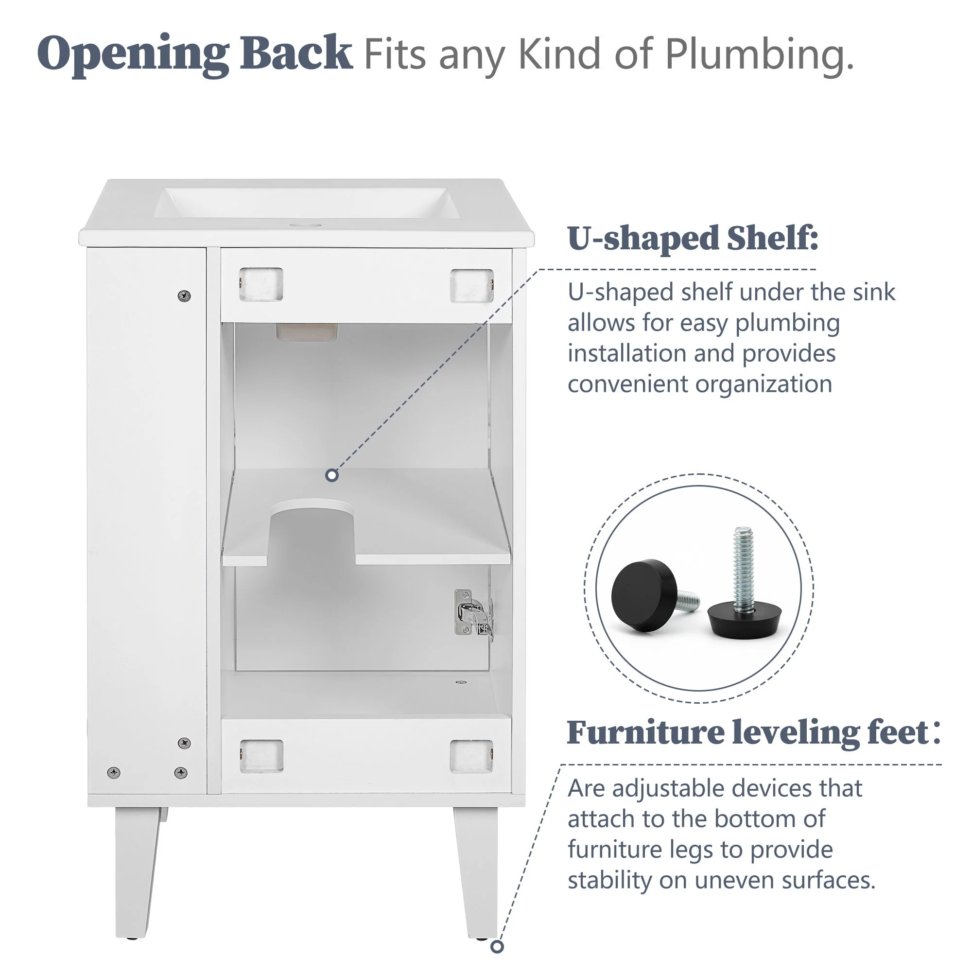 Bathroom Vanity With Sink, Soft-Close Door, Half-Moon Pulls - Image 17