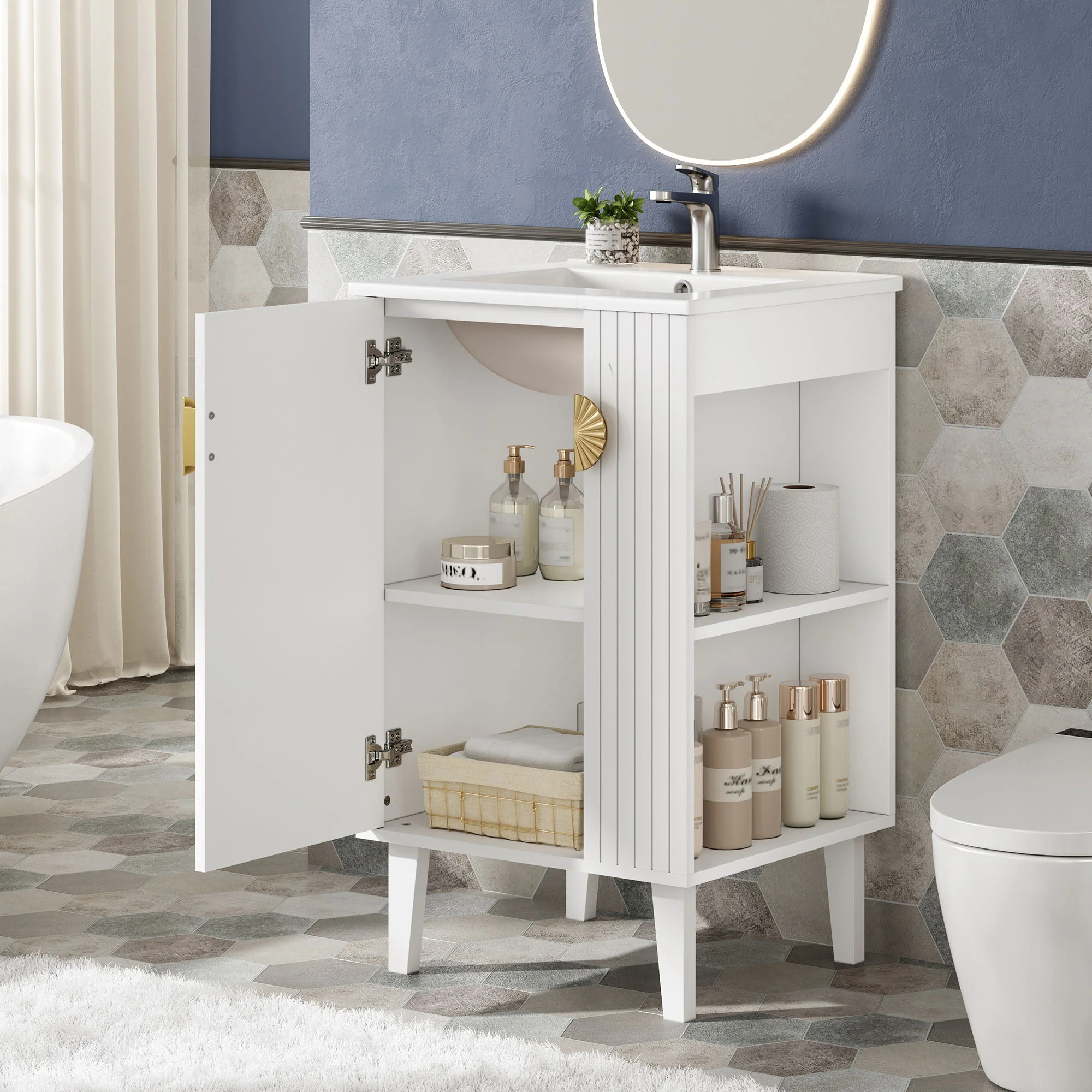 Bathroom Vanity With Sink, Soft-Close Door, Half-Moon Pulls - Image 18