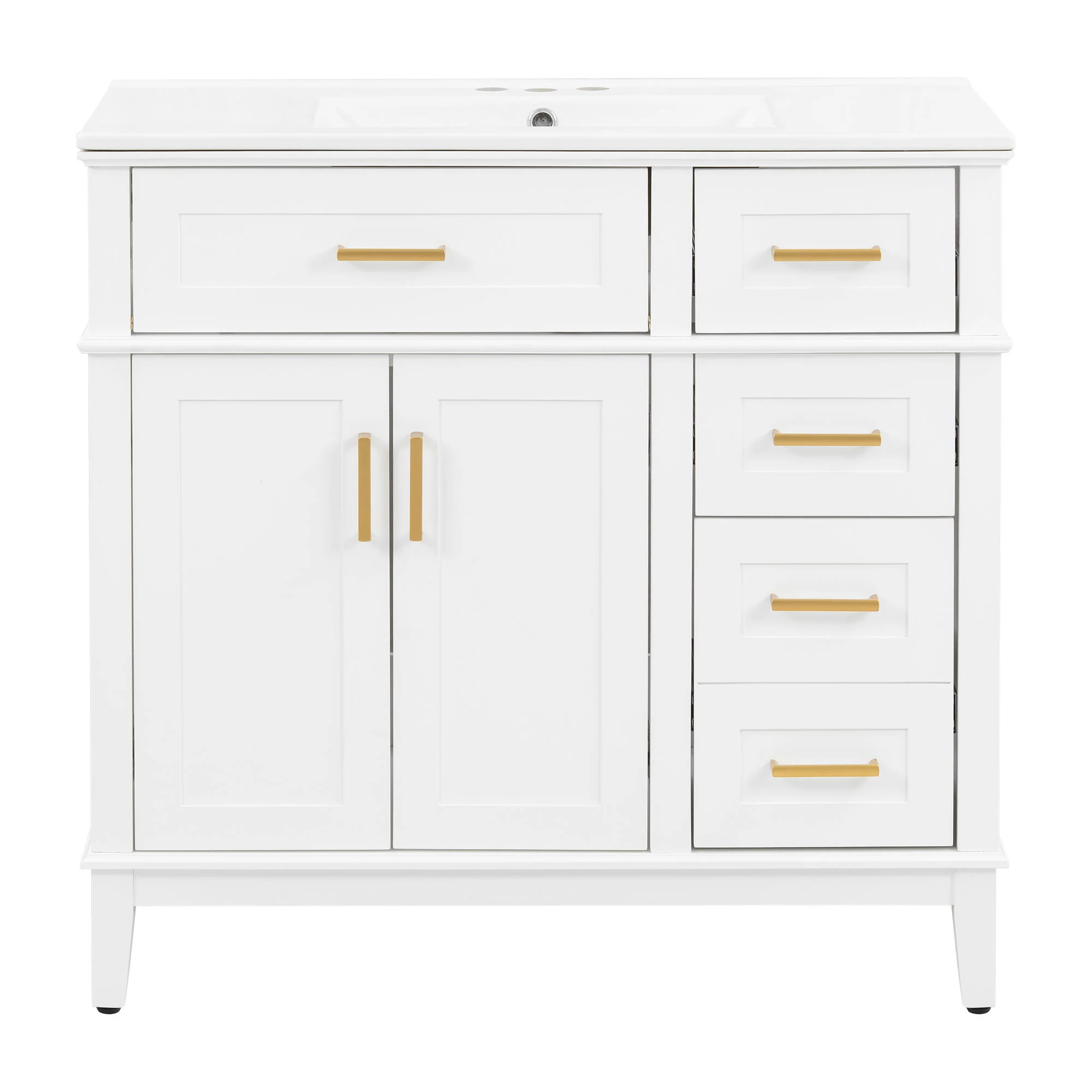 Bathroom Vanity With Sink, Soft Close Doors, 4 Storage Drawers - Image 2