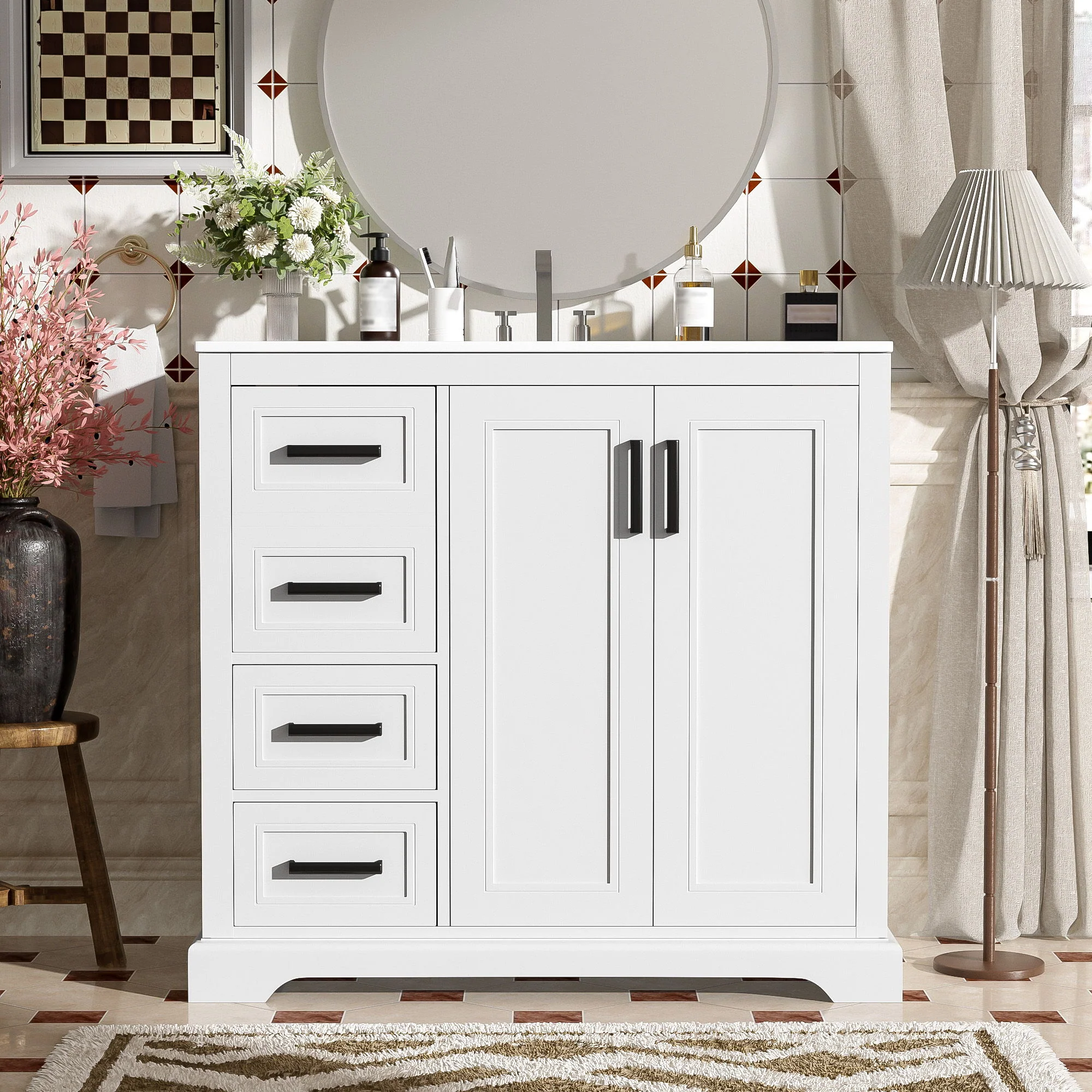 Bathroom Vanity With Sink, Soft Close Doors, Adjustable Shelf & 3 Drawers - Image 27