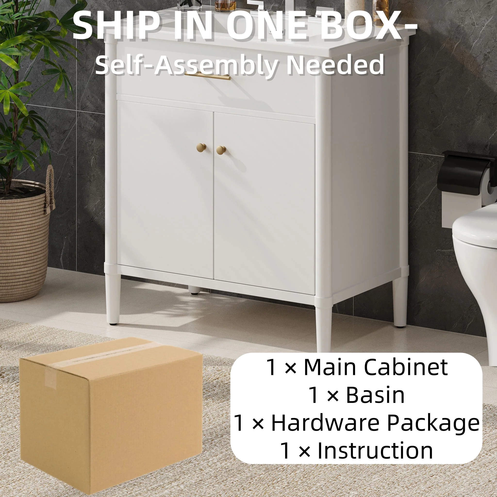 Bathroom Vanity With Sink, Soft Close Doors And Adjustable Shelf - Image 15