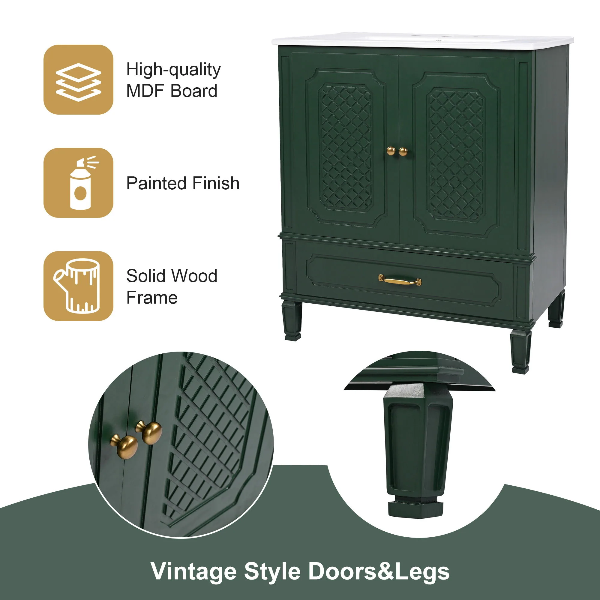 Bathroom Vanity With Sink, Soft Closing Door, Multi Functional Storage - Image 10