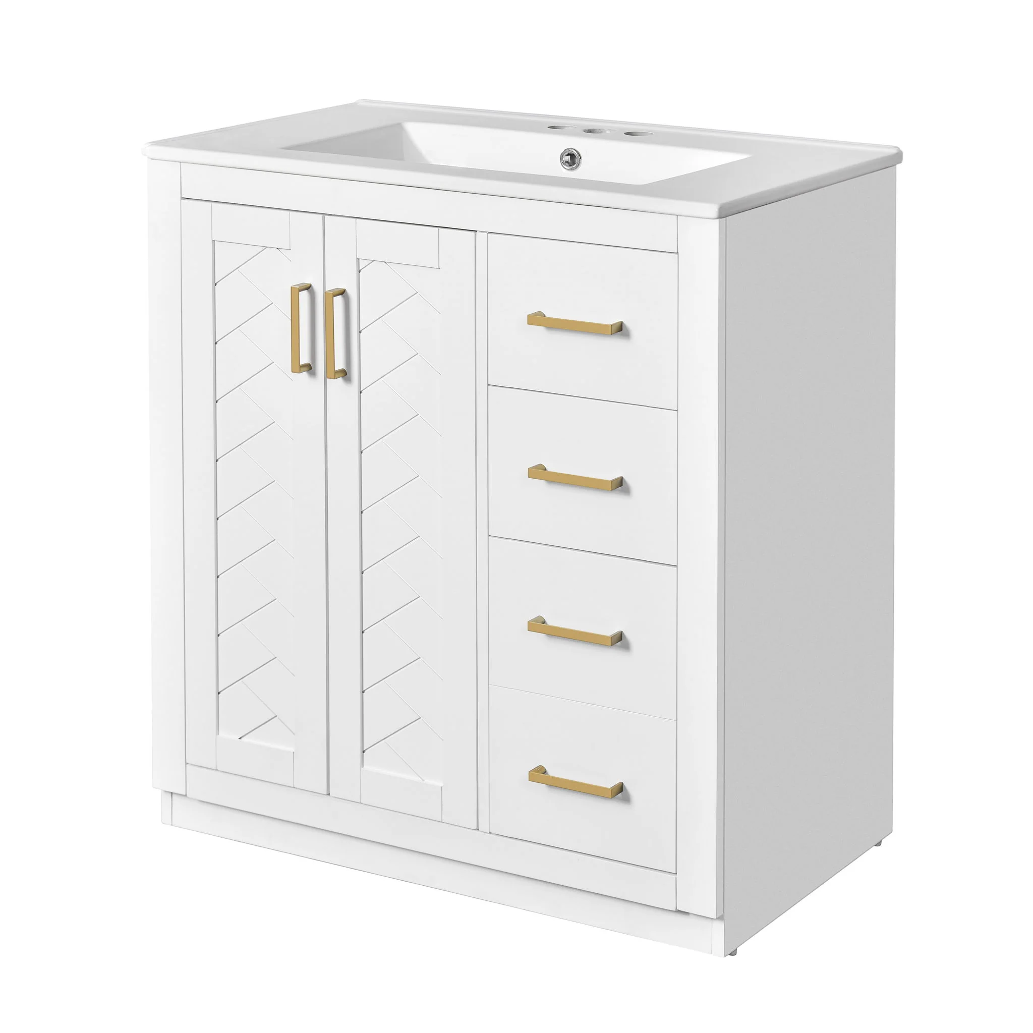 Bathroom Vanity With Sink, Storage Cabinet, Freestanding Set With 3 Drawers & Soft Closing Doors - Image 3