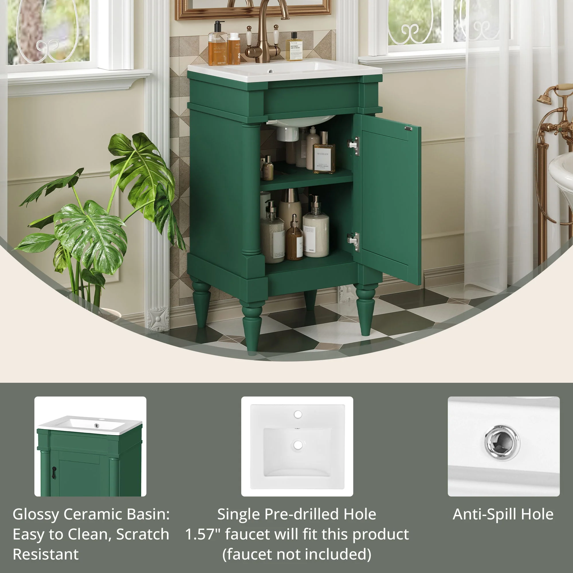 Bathroom Vanity With Sink, Storage Cabinet With Door, Drop In Sink, Compact Freestanding Design - Image 14