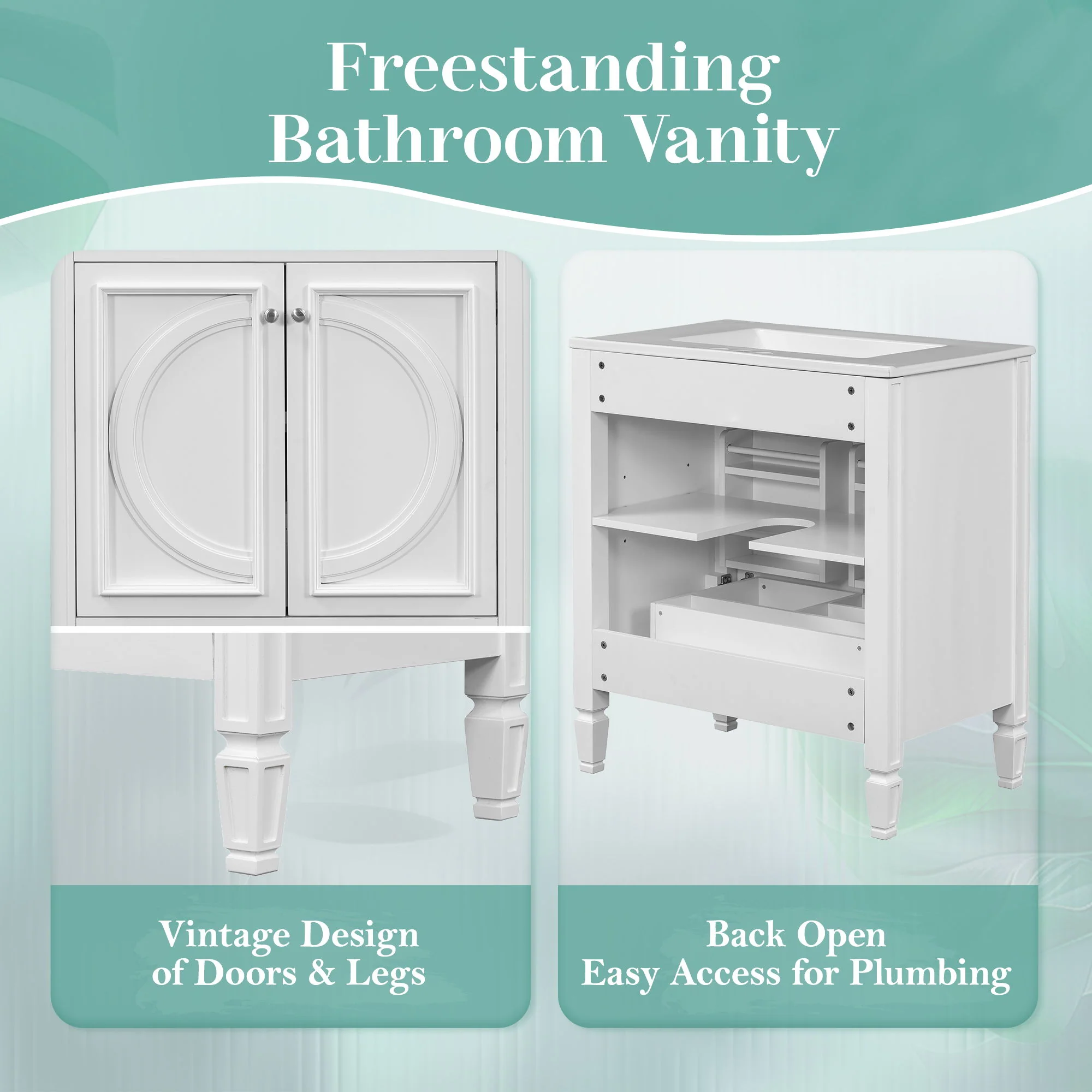 Bathroom Vanity With Sink With 2 Doors And Adjustable Shelf - Image 16