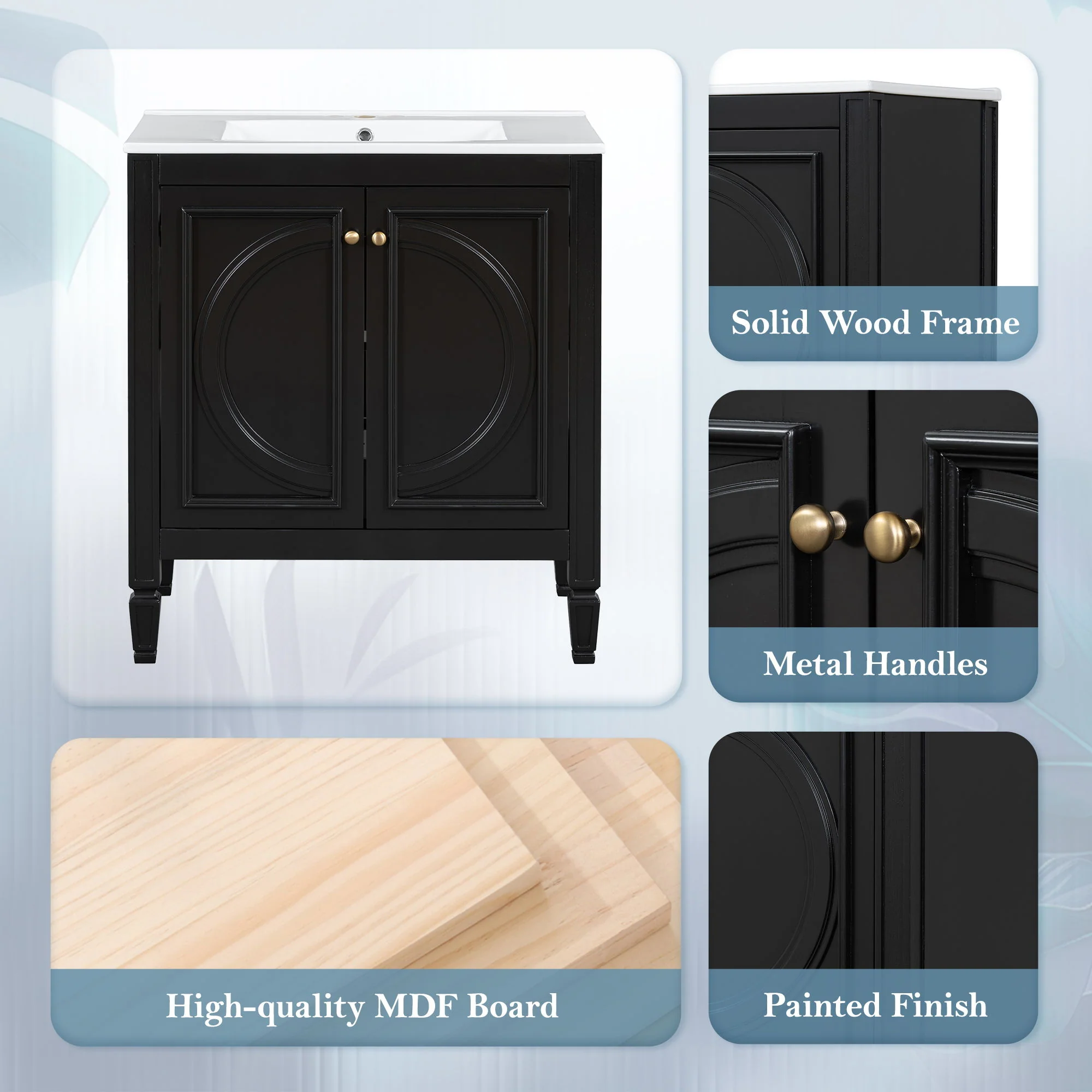 Bathroom Vanity With Sink With 2 Doors And Adjustable Shelf - Image 21