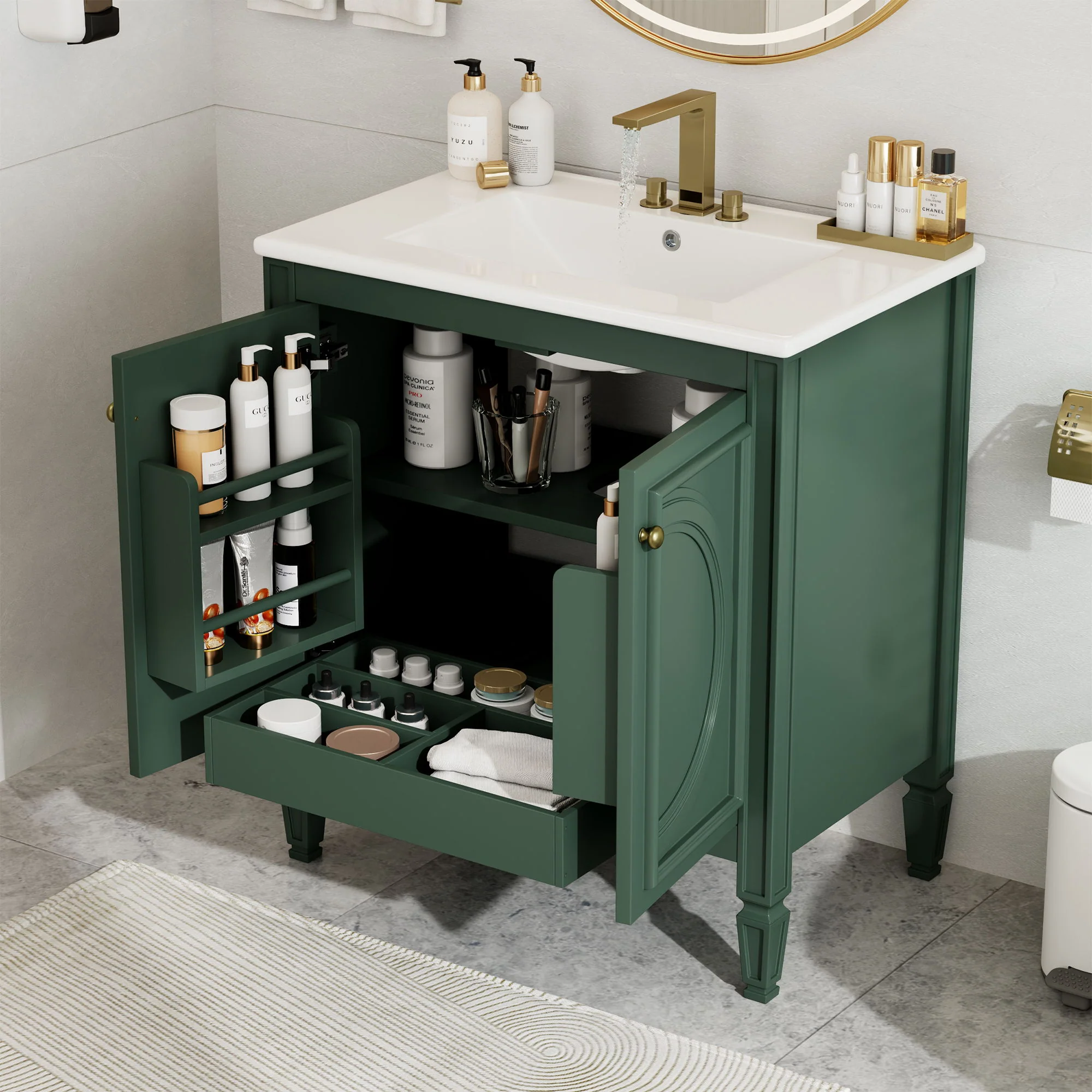 Bathroom Vanity With Sink With 2 Doors And Adjustable Shelf - Image 38