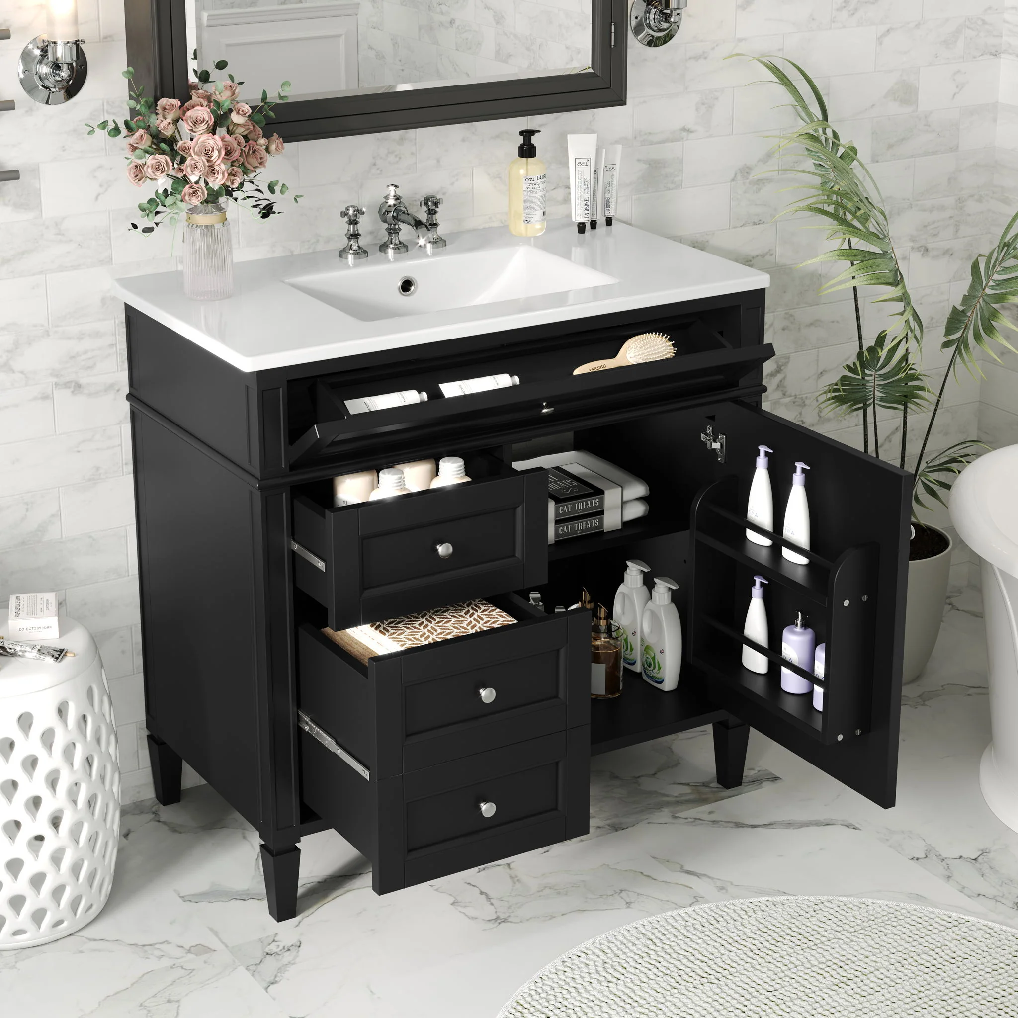 Bathroom Vanity With Top Sink, 2 Drawers And Tip Out Drawer - Image 12