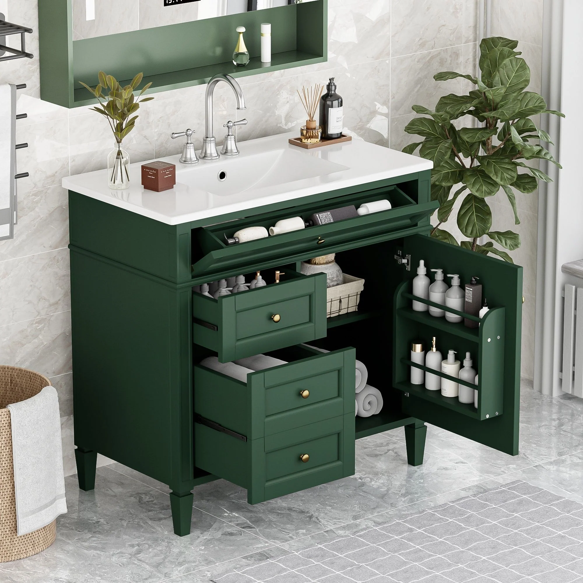 Bathroom Vanity With Top Sink, 2 Drawers And Tip Out Drawer - Image 14