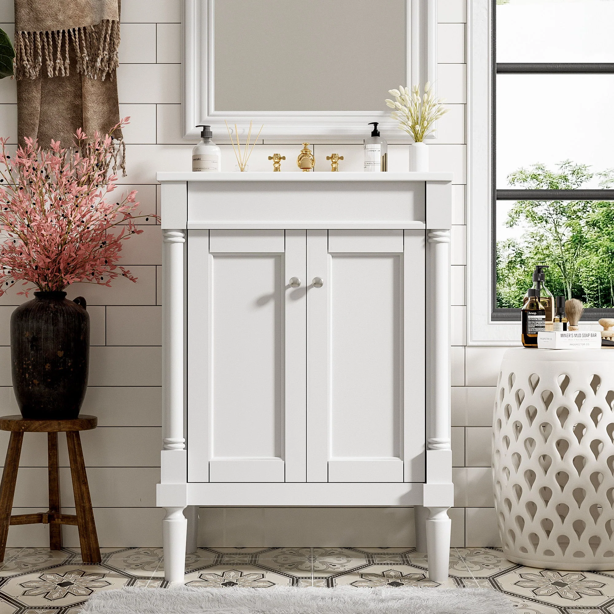 Bathroom Vanity With Top Sink, 2 Tier Storage Cabinet - Image 10