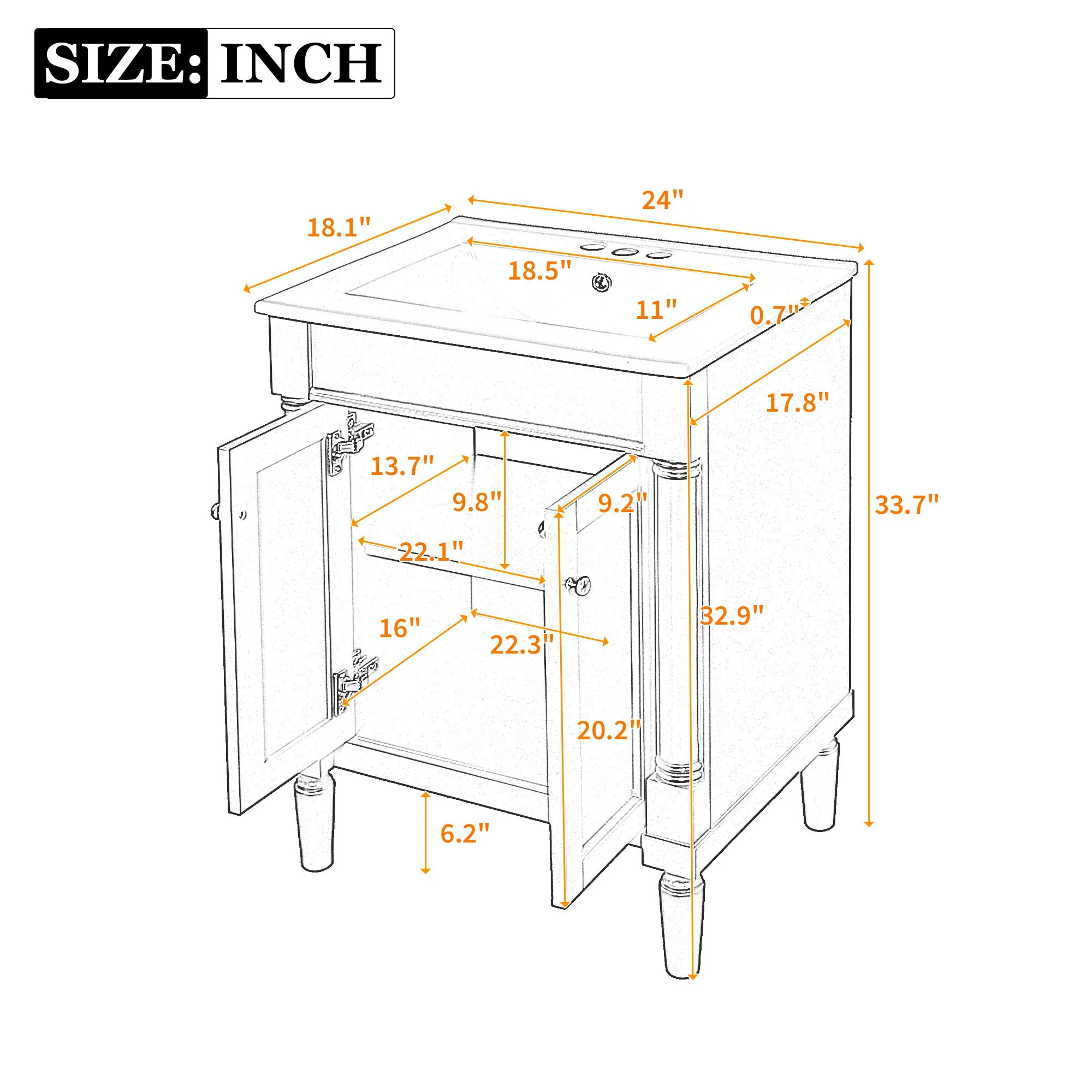 Bathroom Vanity With Top Sink, 2 Tier Storage Cabinet - Image 14