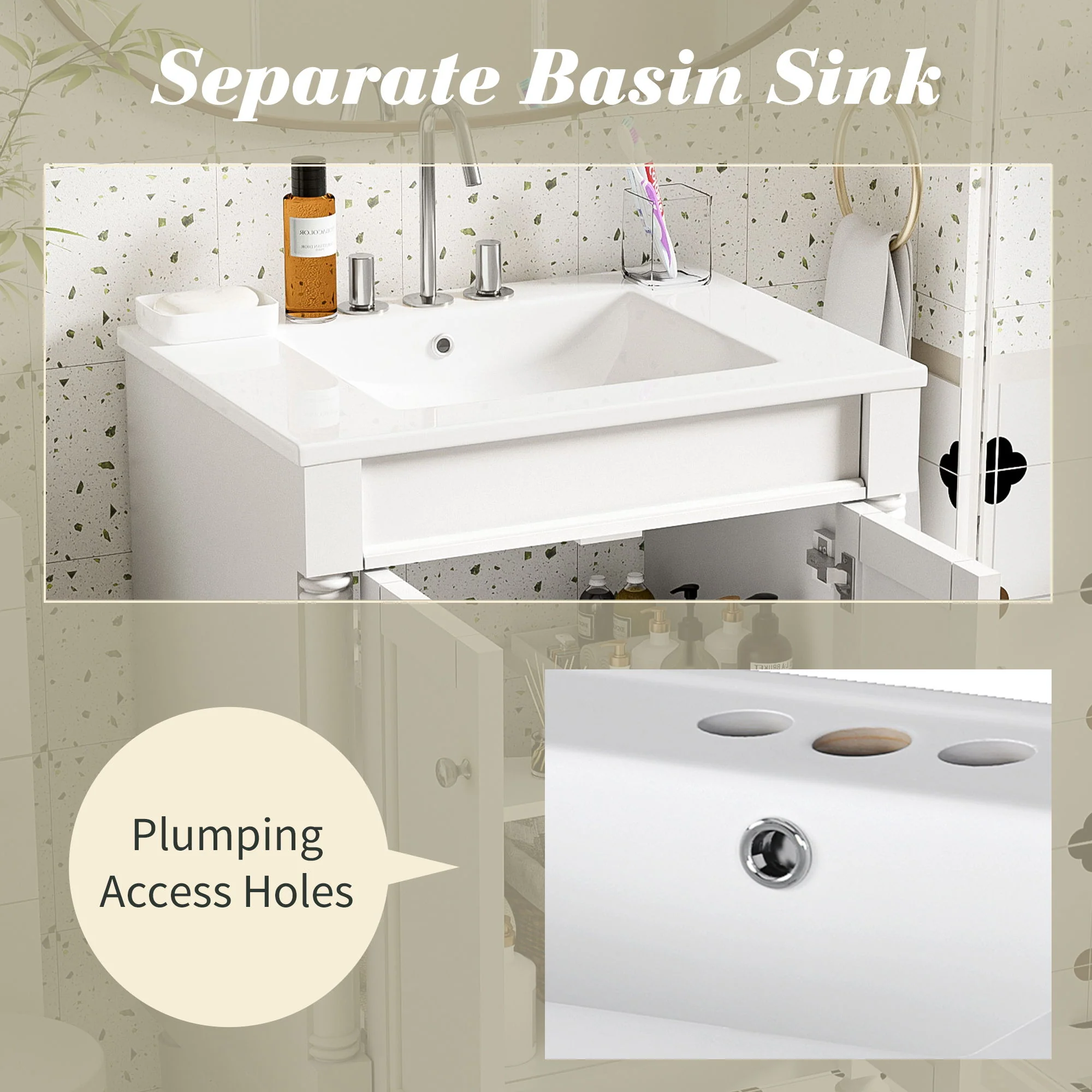Bathroom Vanity With Top Sink, 2 Tier Storage Cabinet - Image 20