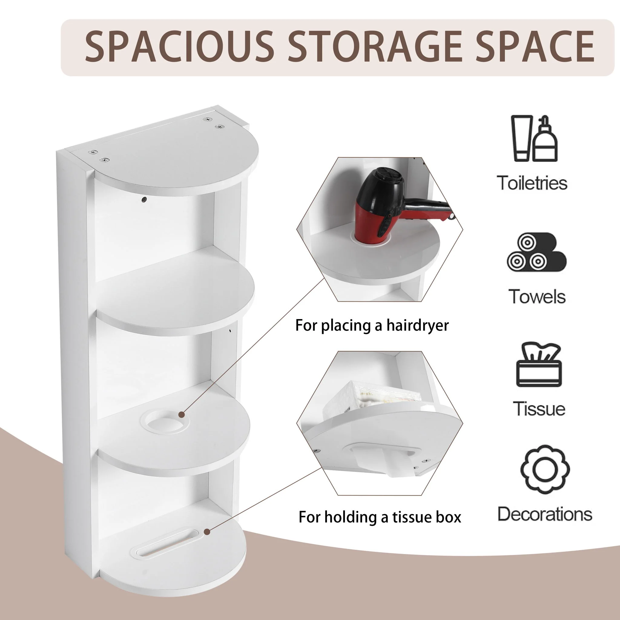 Bathroom Wall Mounted Storage Rack With Float Mounting Design - Image 3