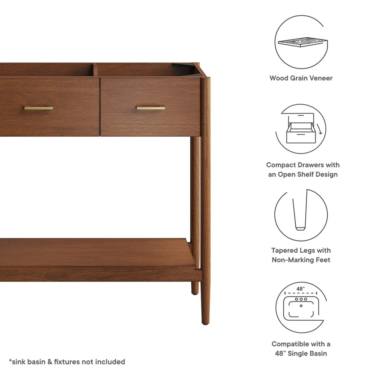 Bathroom Wood Vanity Cabinet – Multiple Widths & Configurations, Sink Basin Not Included - Image 22