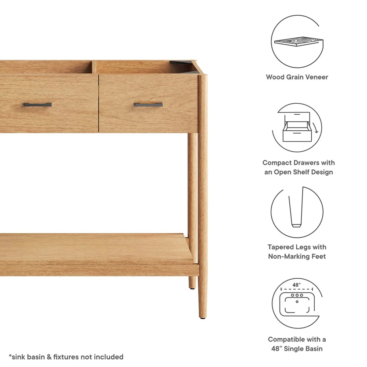 Bathroom Wood Vanity Cabinet – Multiple Widths & Configurations, Sink Basin Not Included - Image 32