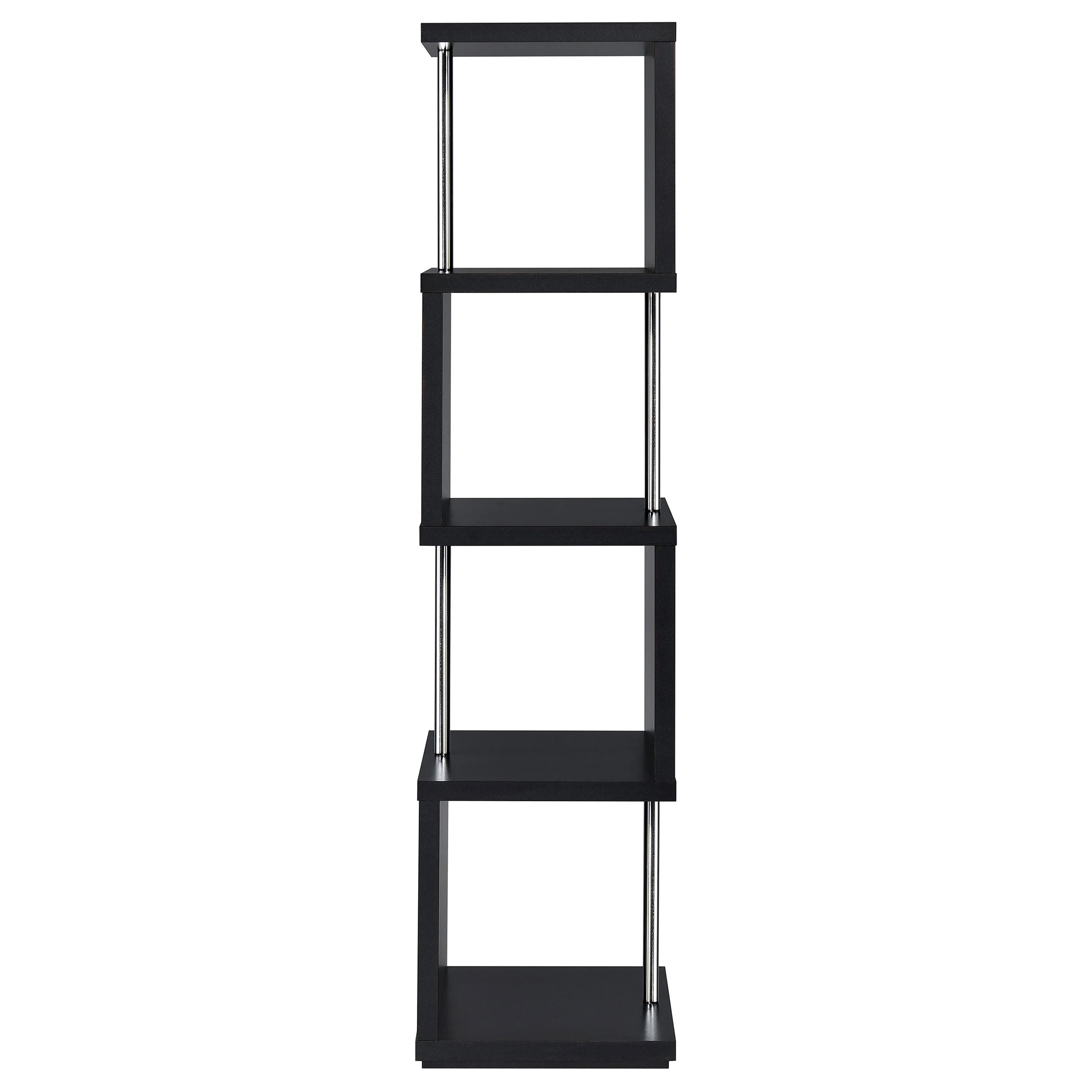 Baxter 67-inch 4-Shelf Bookshelf Black and Chrome - Image 2