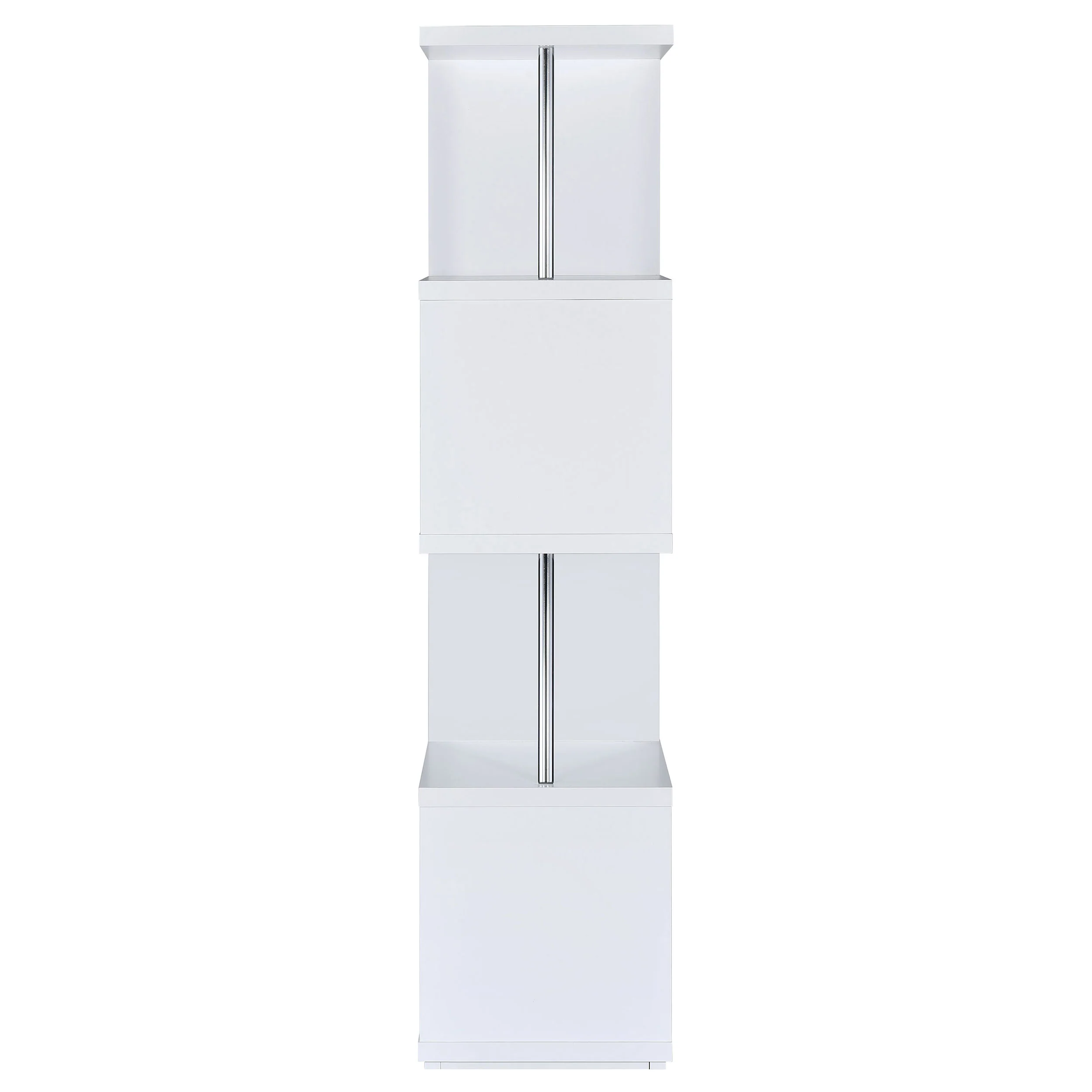 Baxter 67-inch 4-Shelf Bookshelf White and Chrome - Image 3