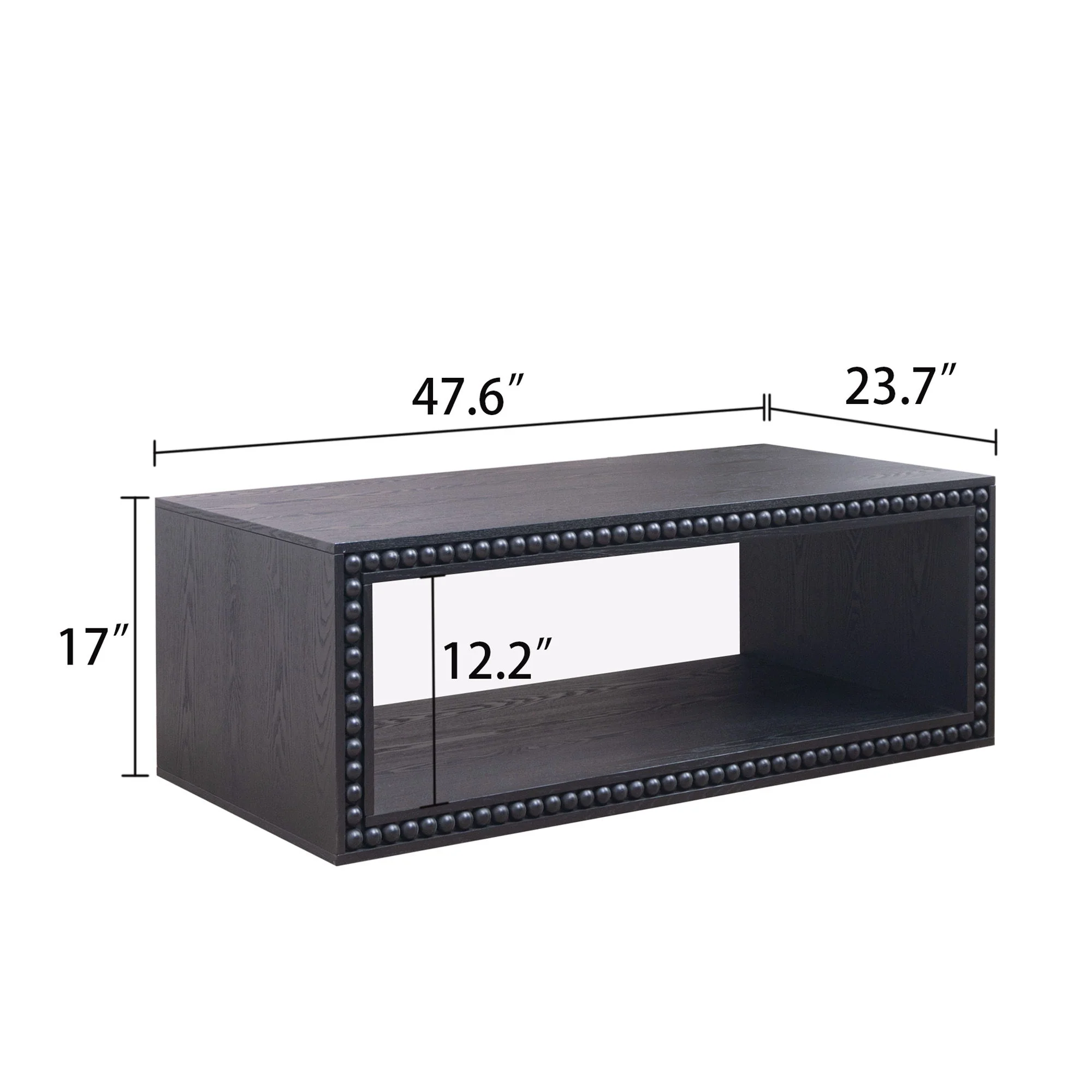 Beaded Edge Coffee Table With Open Storage Shelf - Image 4