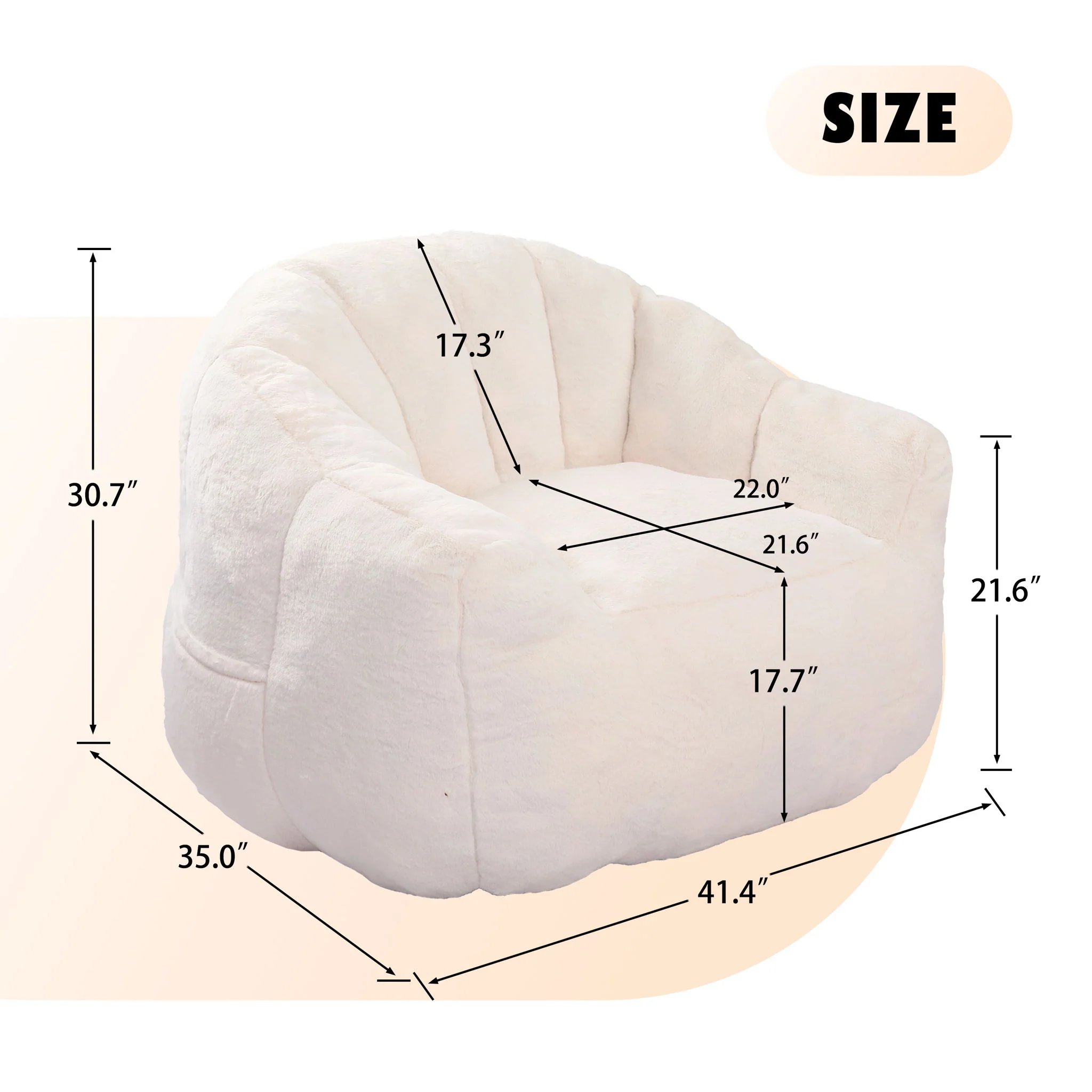 Beanbag Chair, Beanbag Sofa Chair With Armrests Stuffed High Density Foam - Image 31
